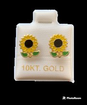 Aretes Girasol en oro de 10 quilates