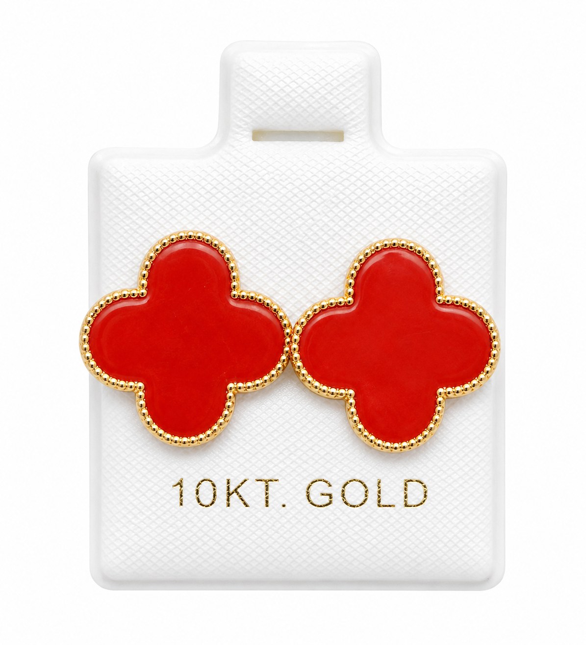 Aretes Van Cleef G (Rojo relleno) en oro de 10 quilates