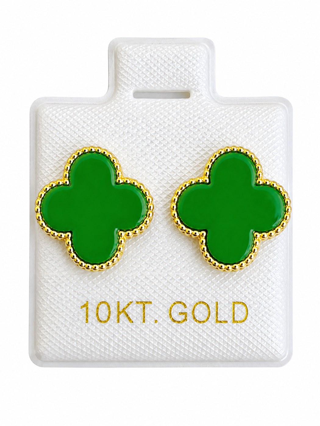 Aretes Van Cleef G (Verde relleno) en oro de 10 quilates