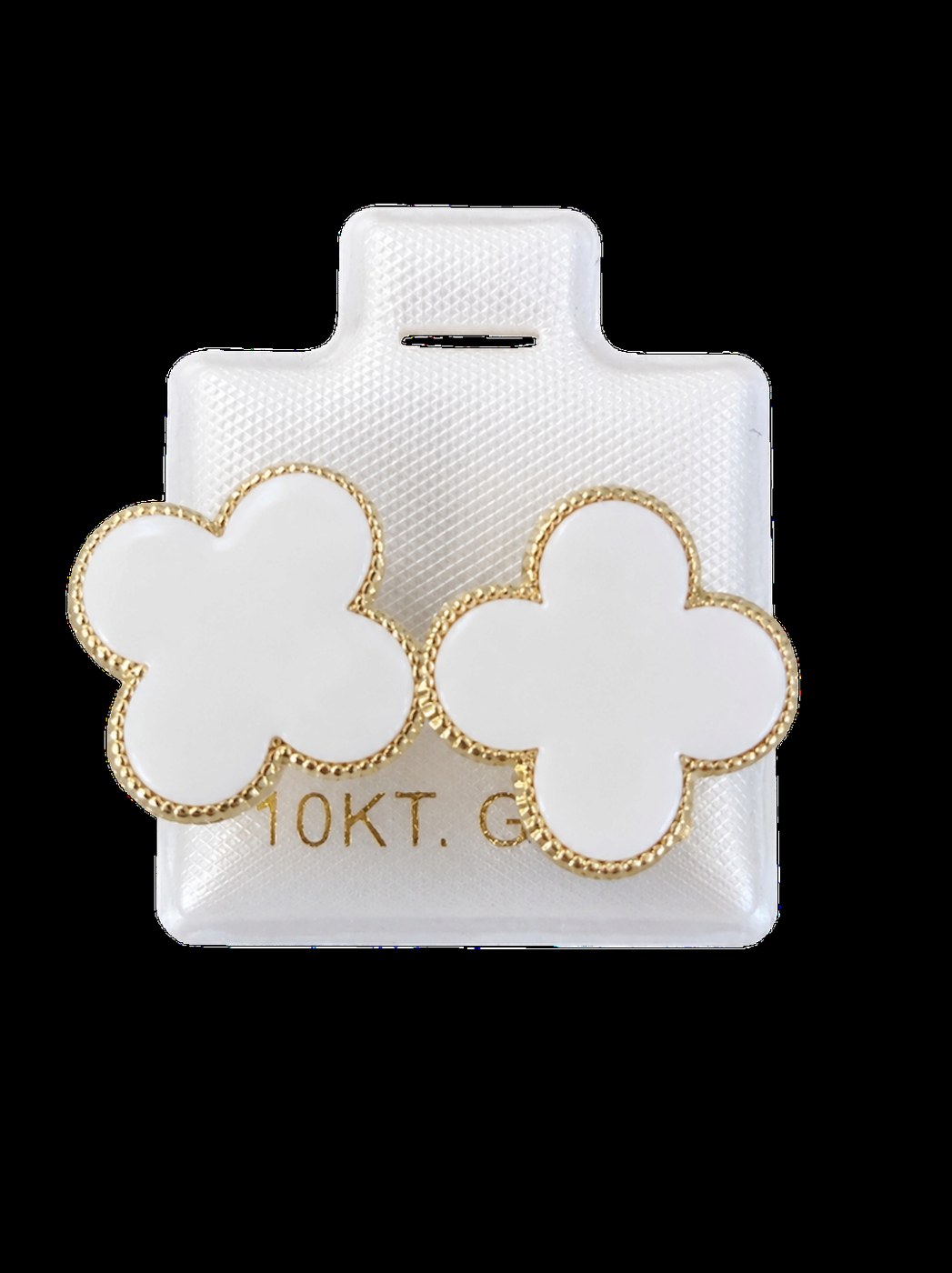 Aretes Van Cleef G (Blanco relleno) en oro de 10 quilates