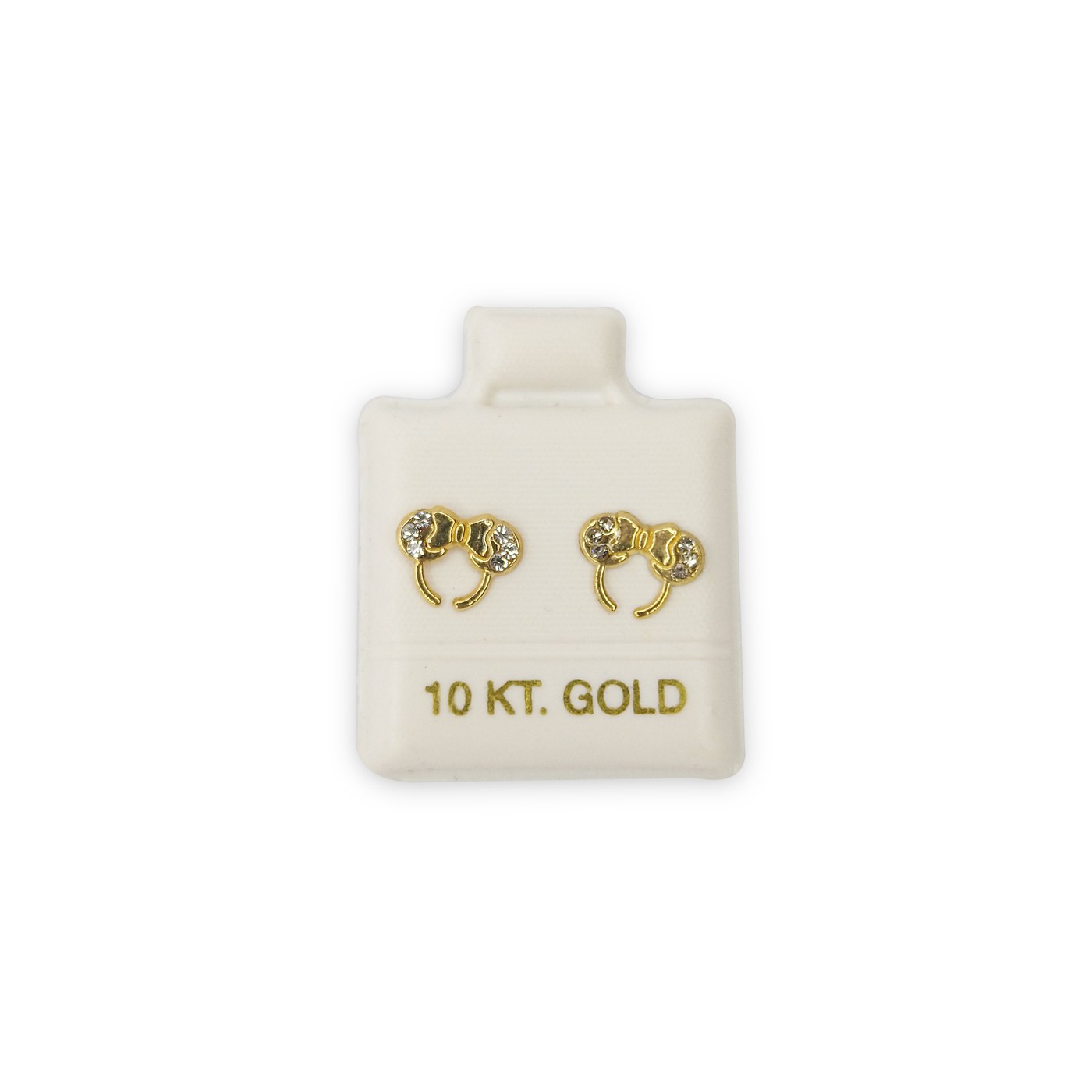 Aretes Diadema minnie zirconia en oro de 10 quilates