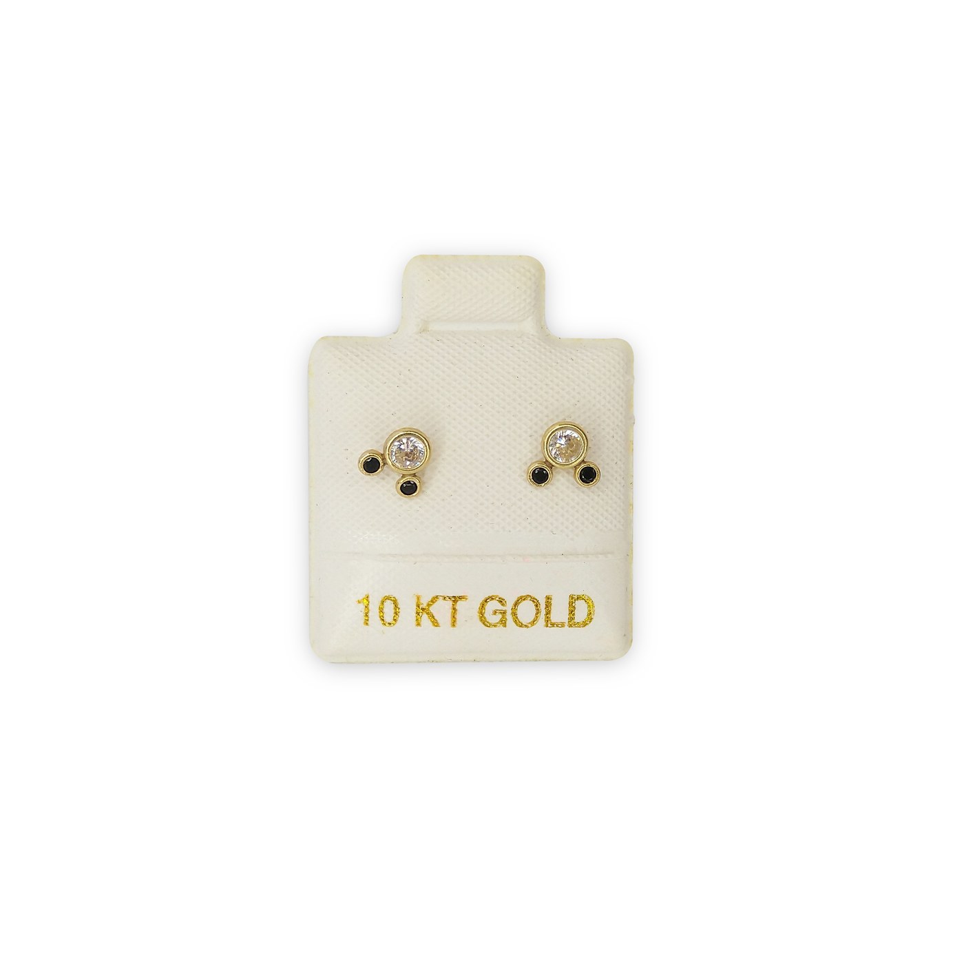 Aretes Micky zirconia negro en oro de 10 quilates