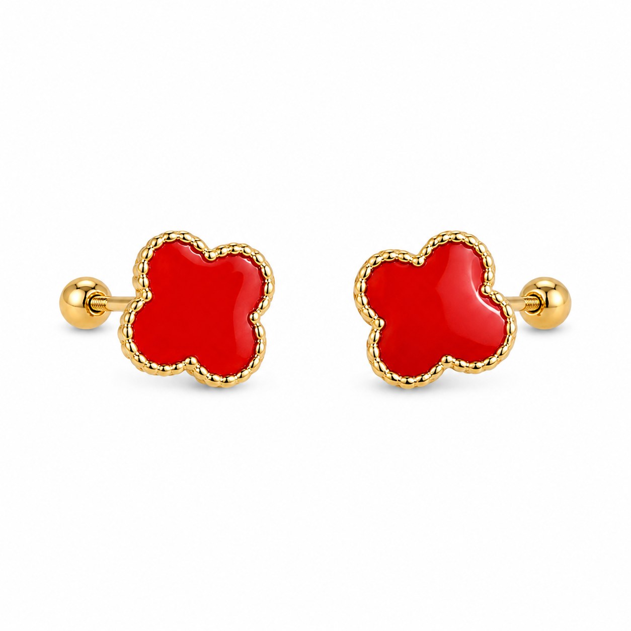 Aretes Van Cleef CH (Rojo) en oro de 10 quilates