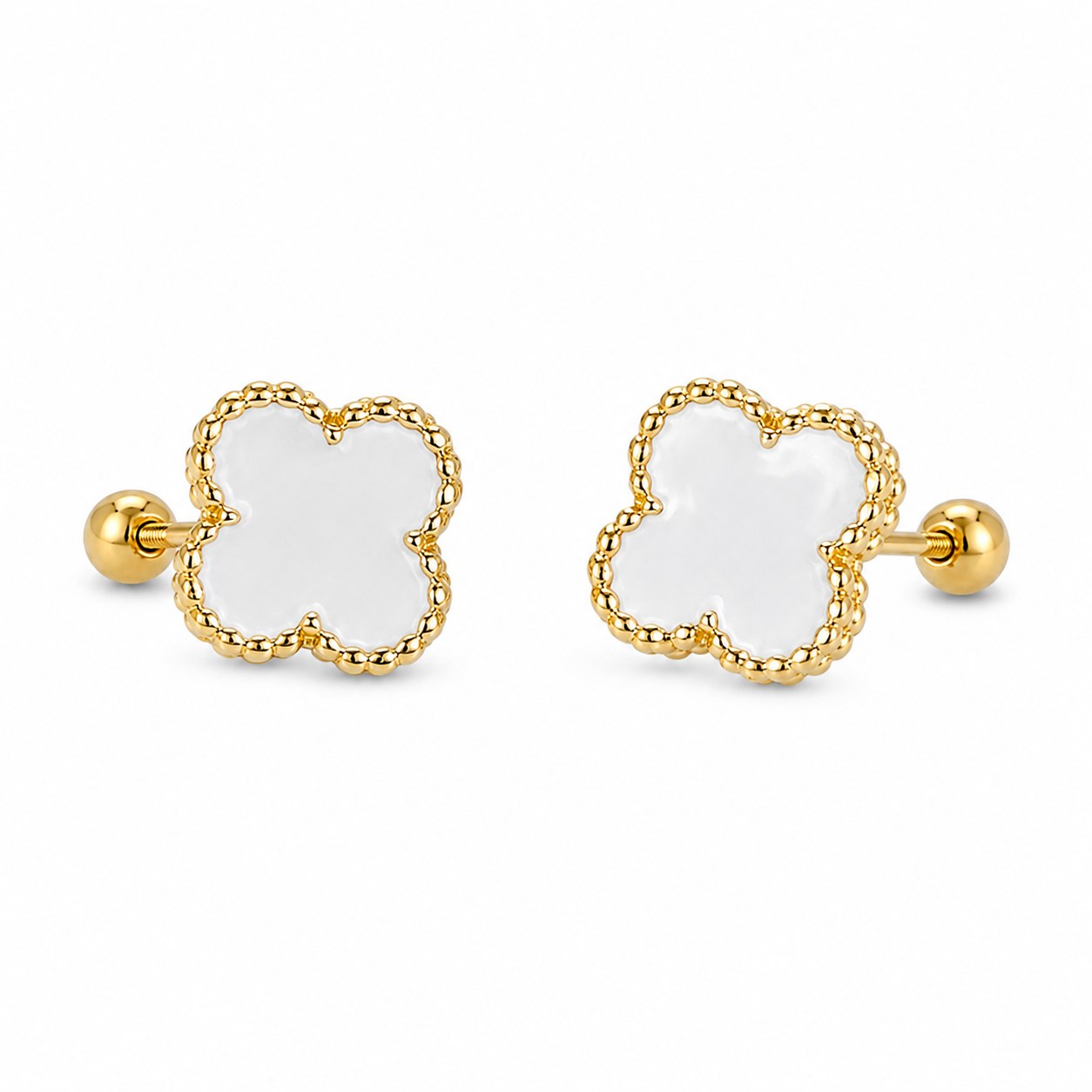 Aretes Van Cleef CH (Blanco) en oro de 10 quilates