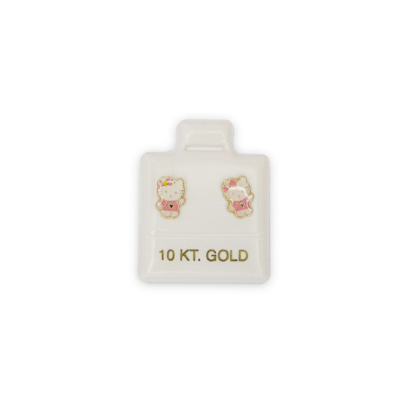 Aretes Hello kitty rosa en oro de 10 quilates