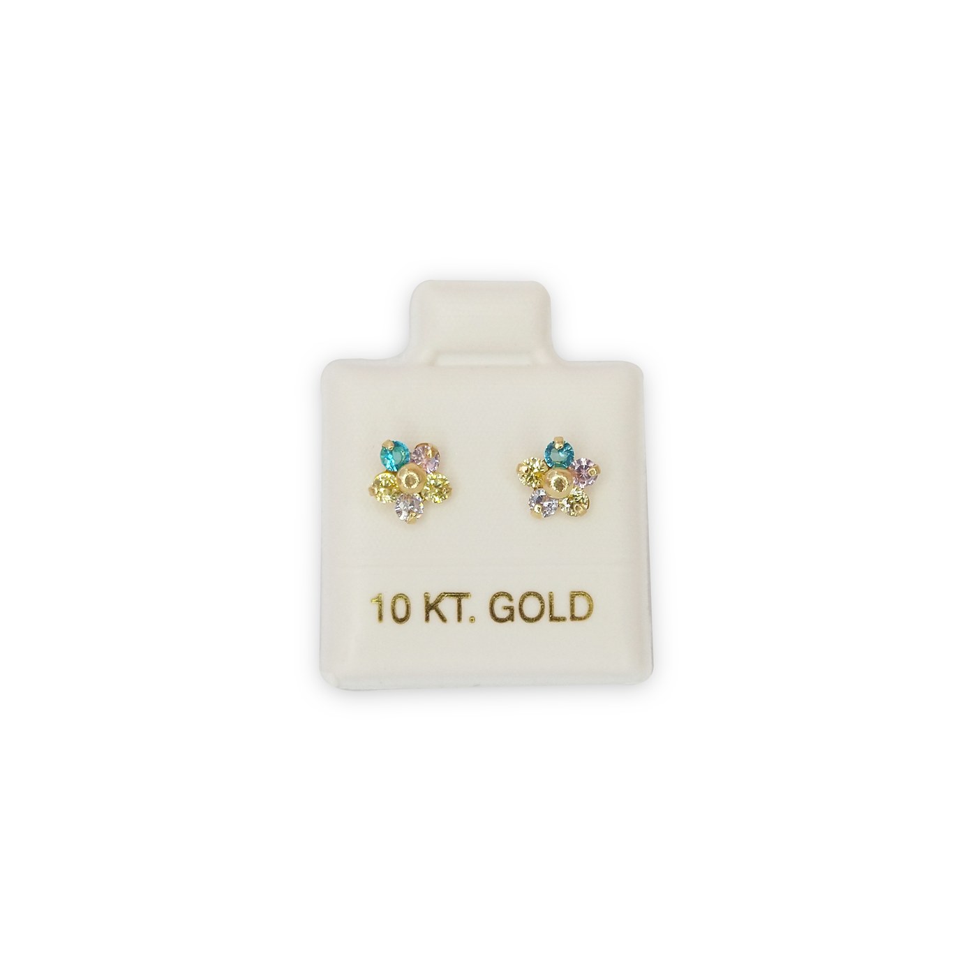 Aretes Flor liz colores en oro de 10 quilates