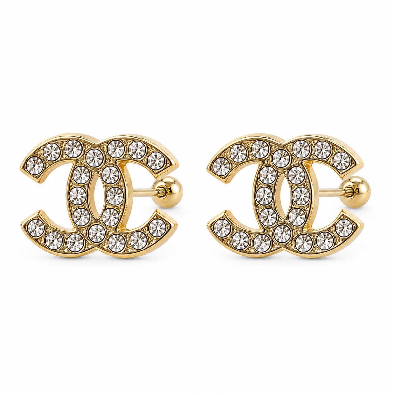 Aretes Chanel Zirconia en oro de 10 quilates