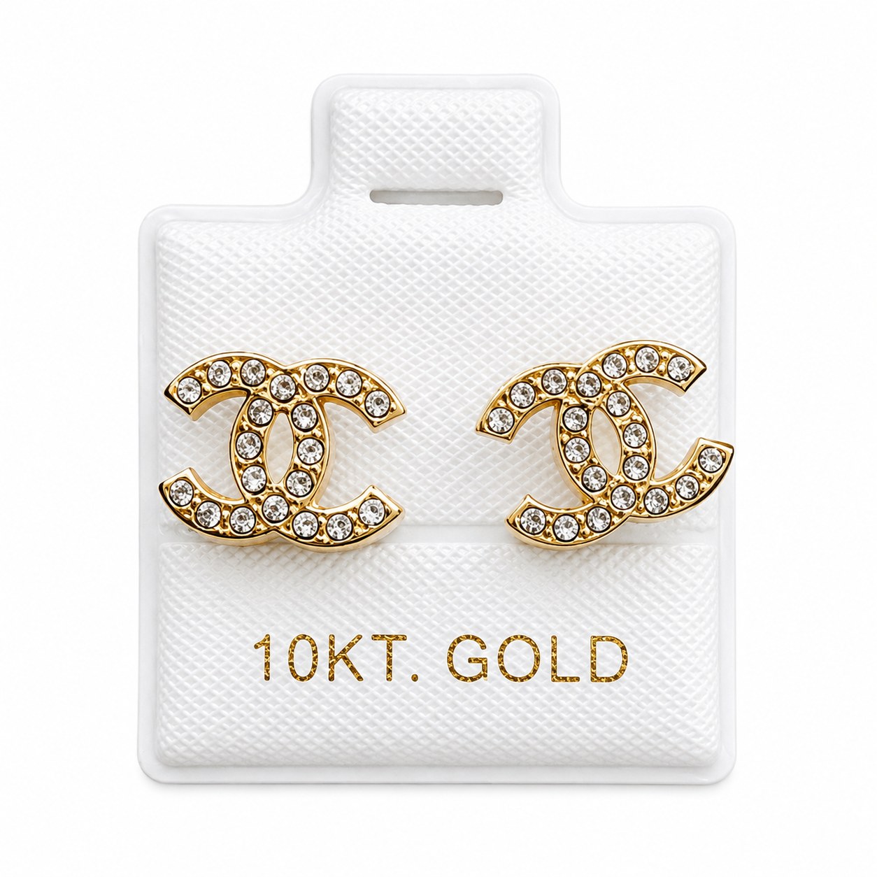 Aretes Chanel Zirconia en oro de 10 quilates