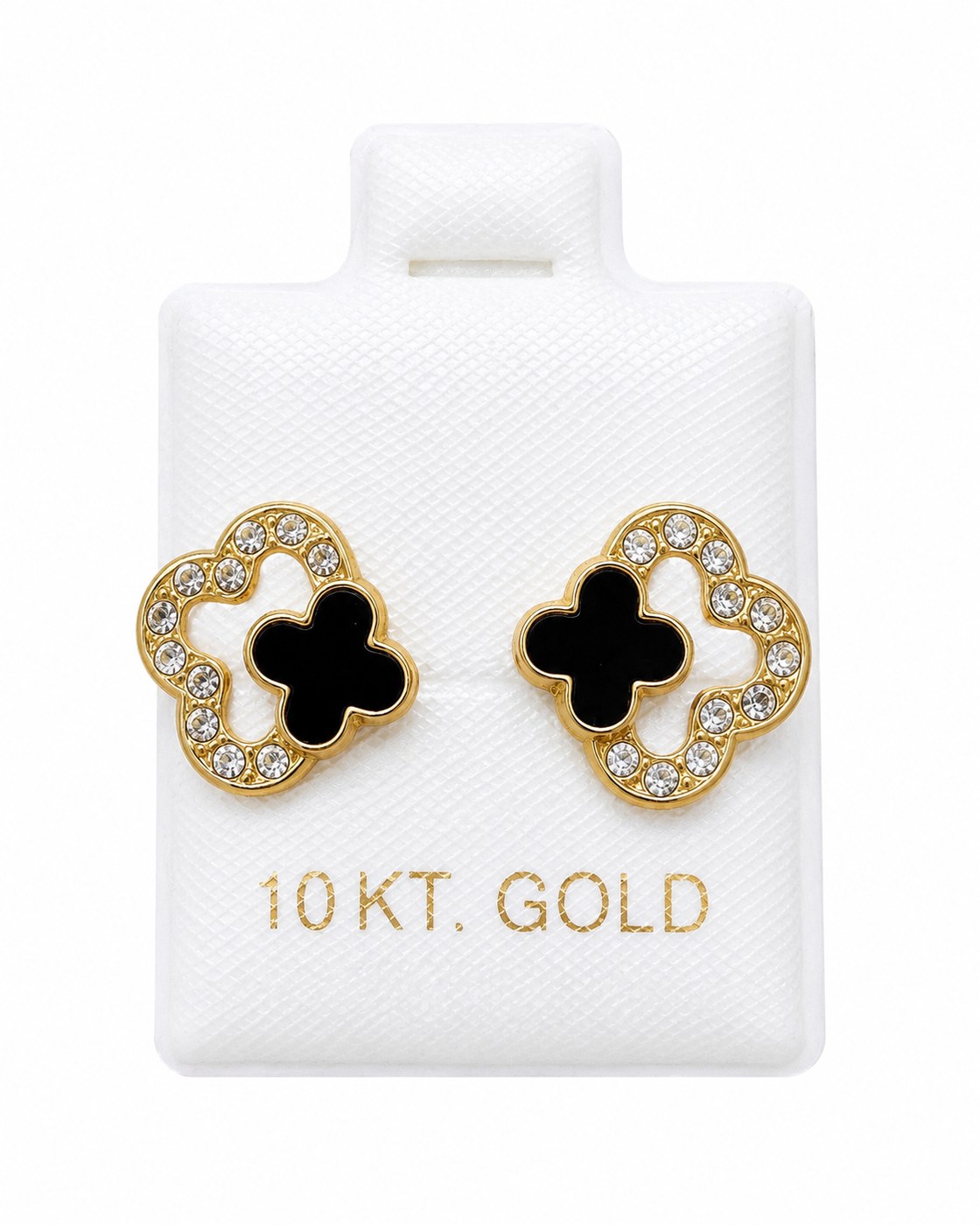 Aretes Van Cleef M (Blanco silueta Zirconia) en oro de 10 quilates