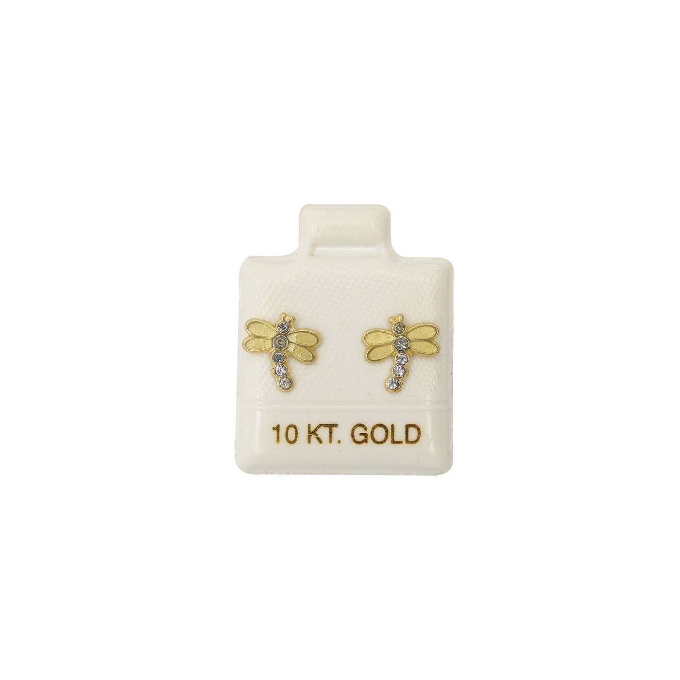 Aretes Libelula zirconia en oro de 10 quilates