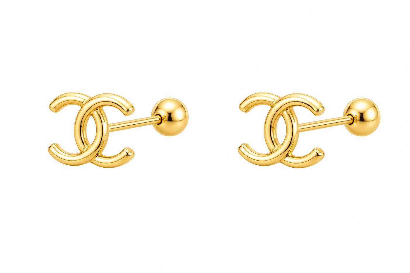 Aretes Chanel en oro de 10 quilates
