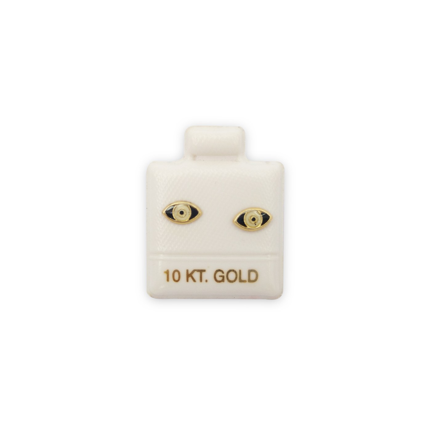 Aretes Ojo blanco y negro en oro de 10 quilates