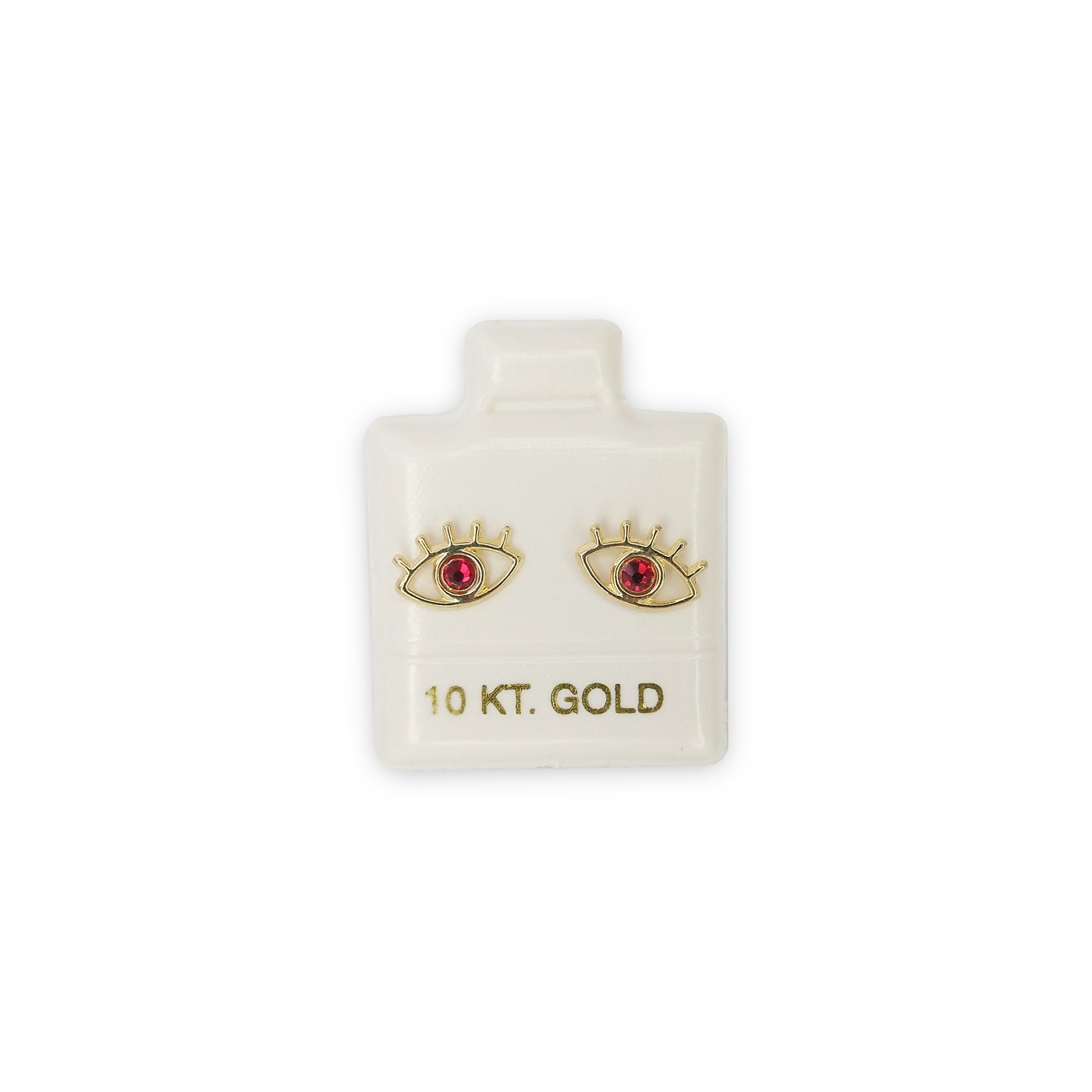 Aretes Ojo grande silueta roja en oro de 10 quilates
