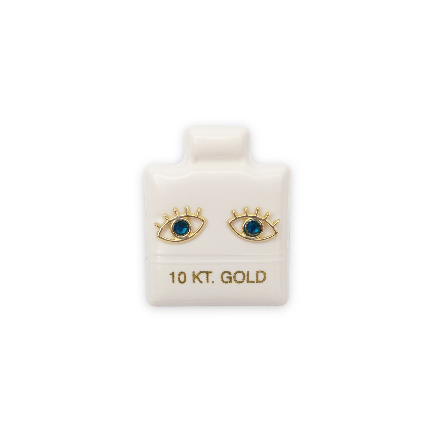 Aretes Ojo grande silueta Azul en oro de 10 quilates