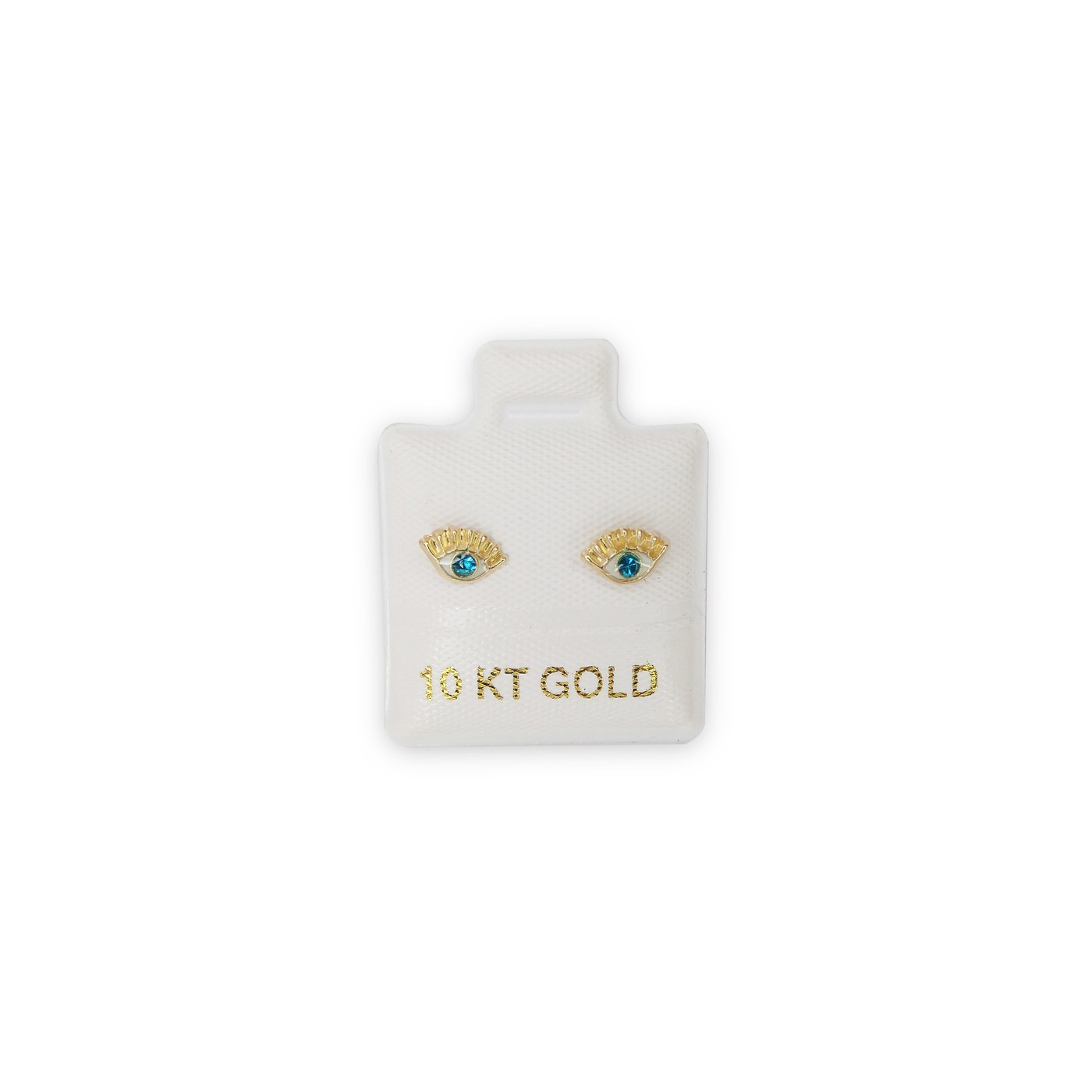 Aretes Ojo mediano azul en oro de 10 quilates