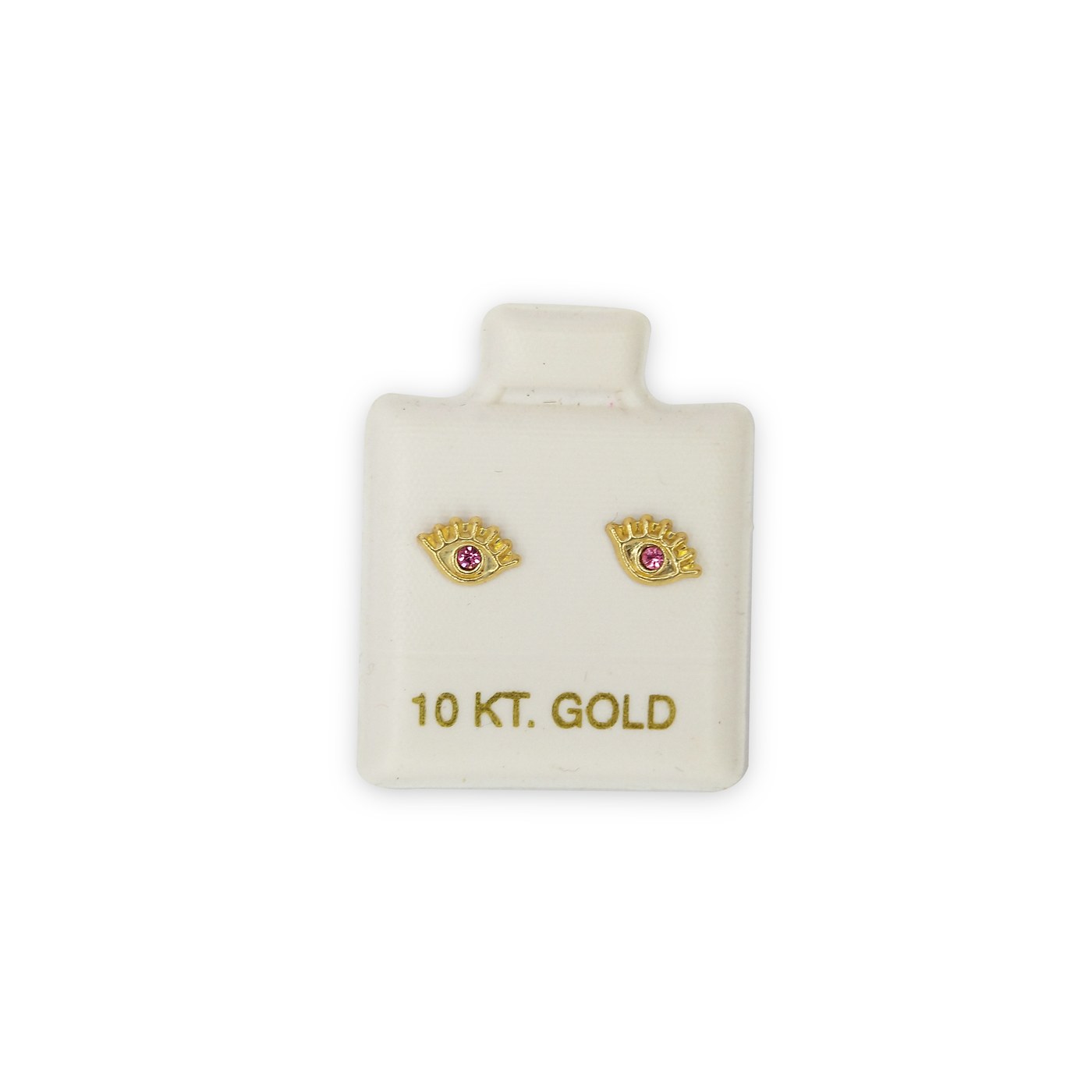 Aretes Ojo mediano rosa en oro de 10 quilates