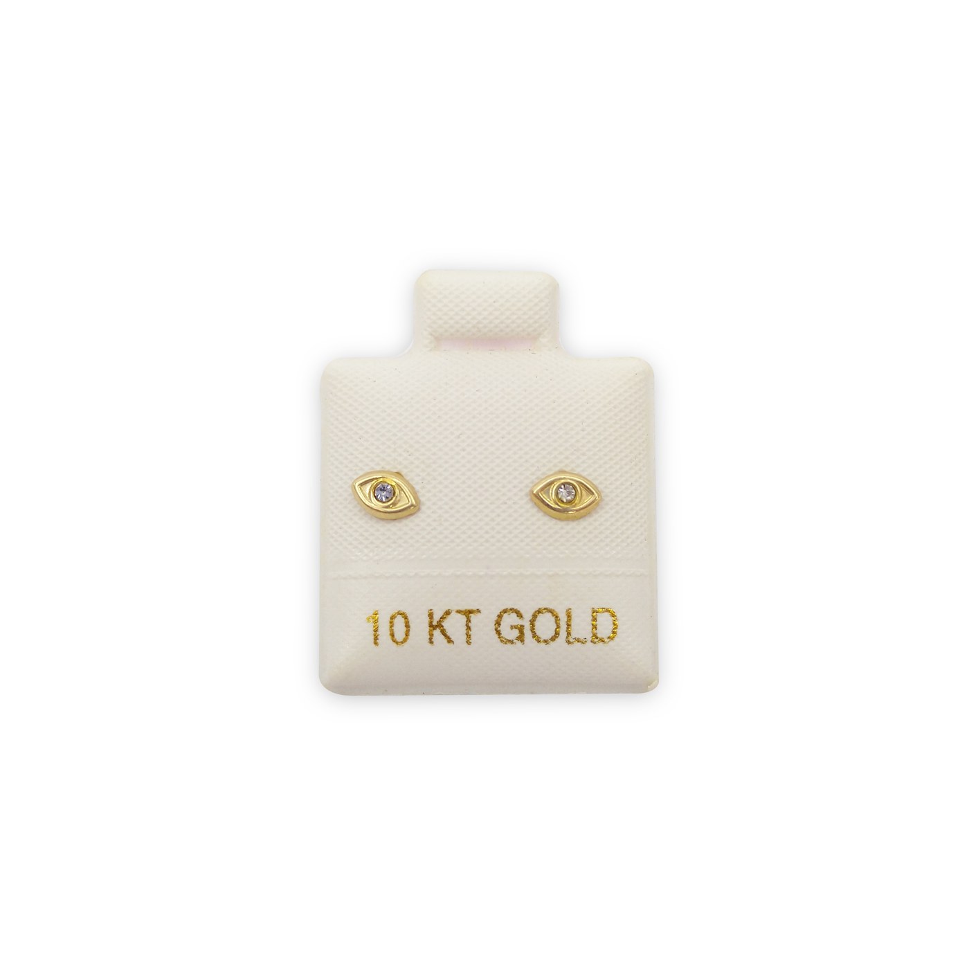 Aretes ojo mini zirconia en oro de 10 quilates