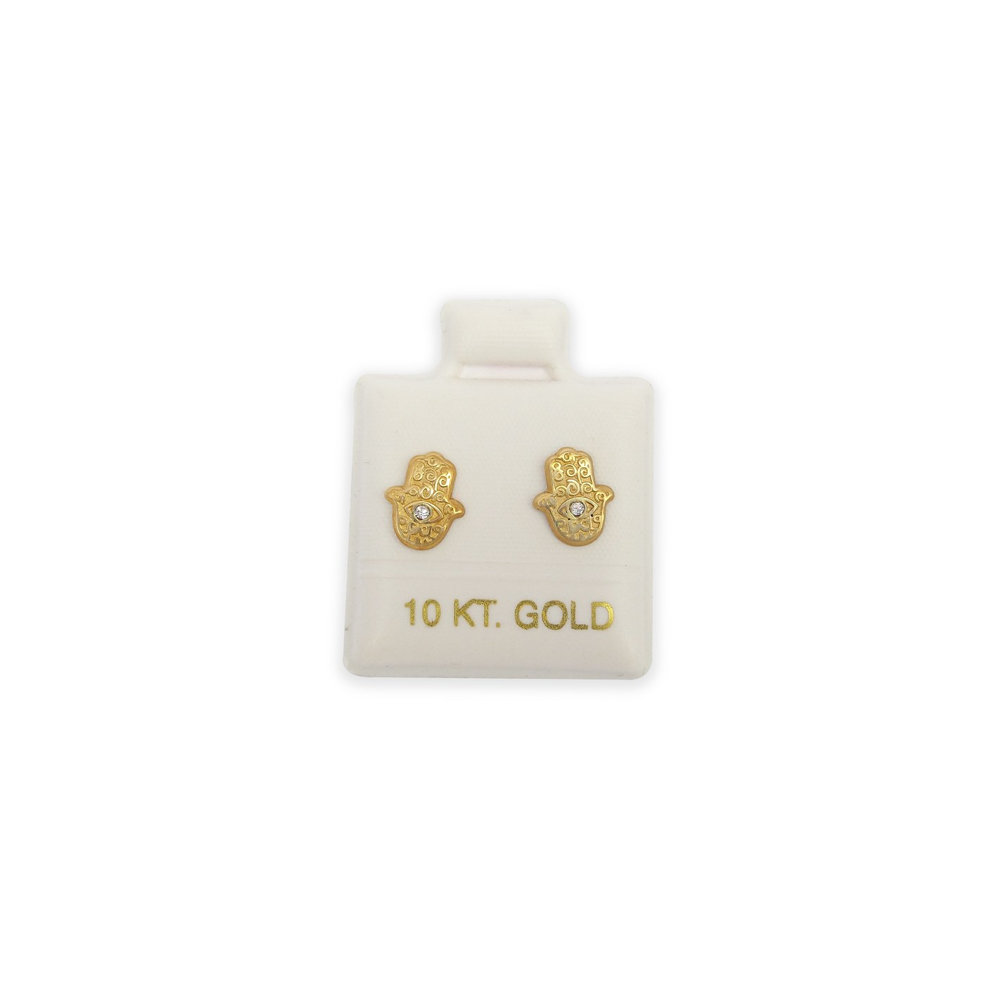 Aretes Mano de fatima M dorado en oro de 10 quilates