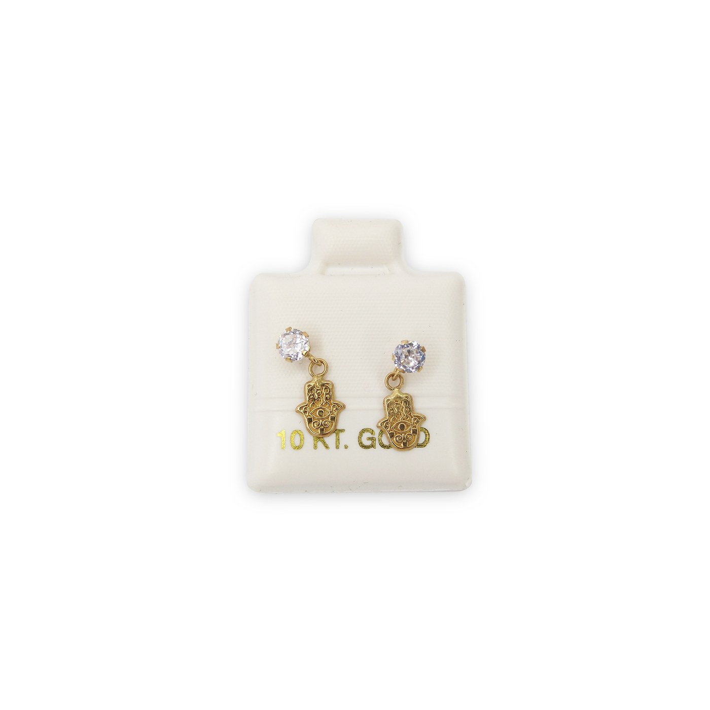 Aretes Mano de Fatima Colgante en oro de 10 quilates
