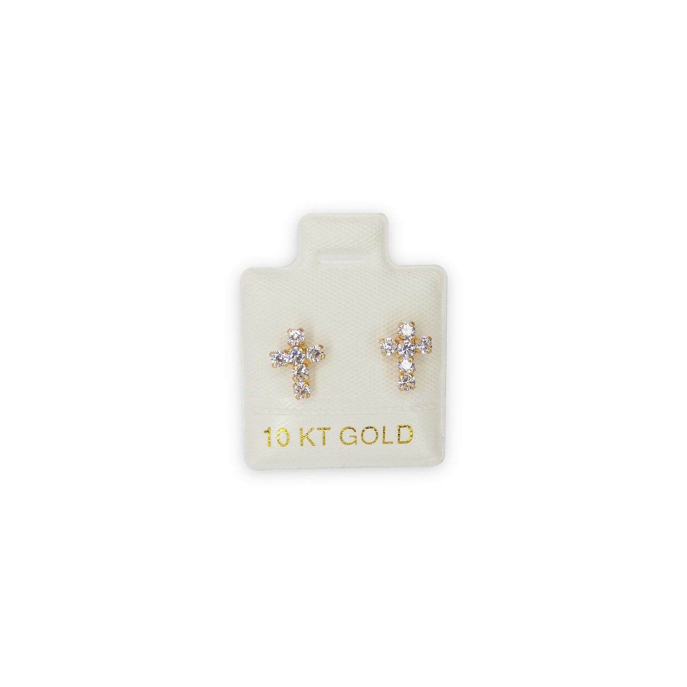 Aretes Cruz zirconia en oro de 10 quilates