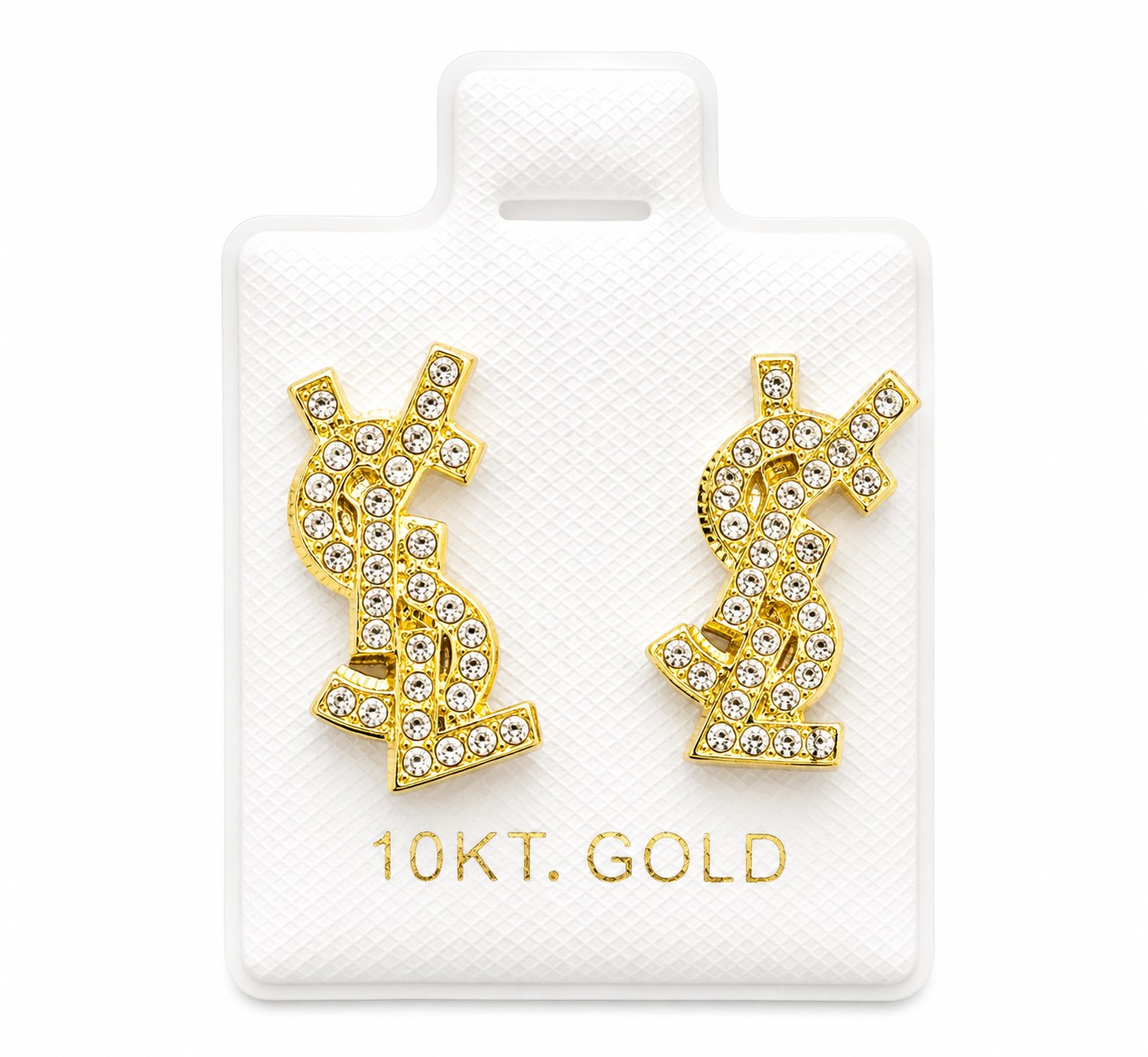 Aretes Saint Laurent Zirconia en oro de 10 quilates