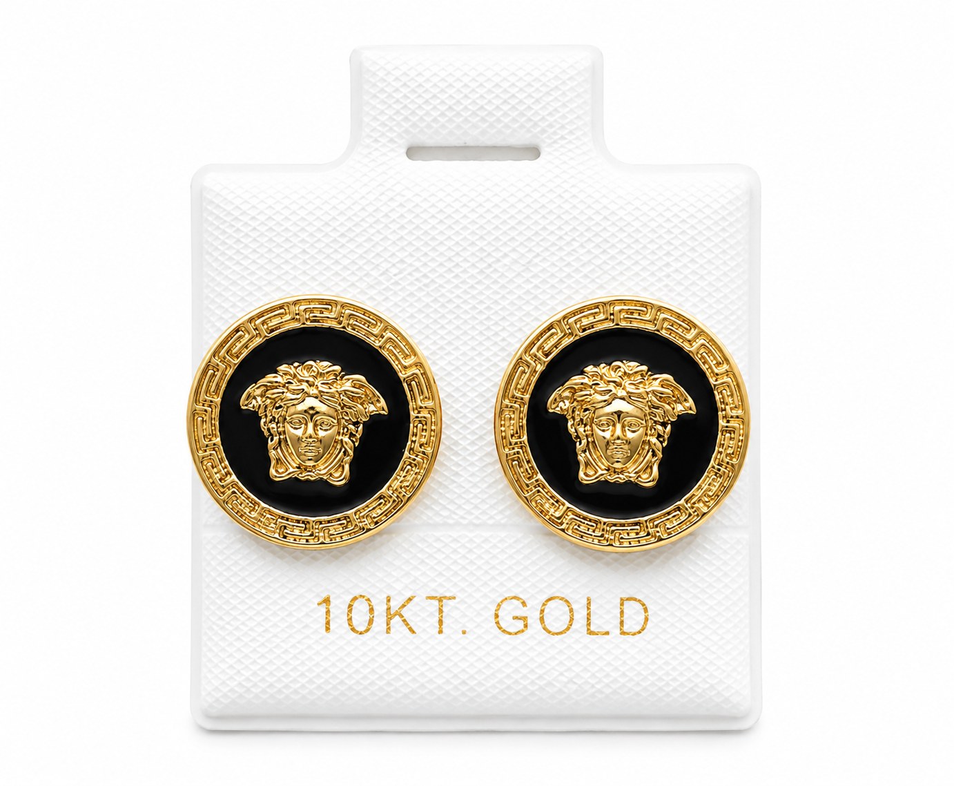 Aretes Versace dorado c/ Negro G en oro de 10 quilates