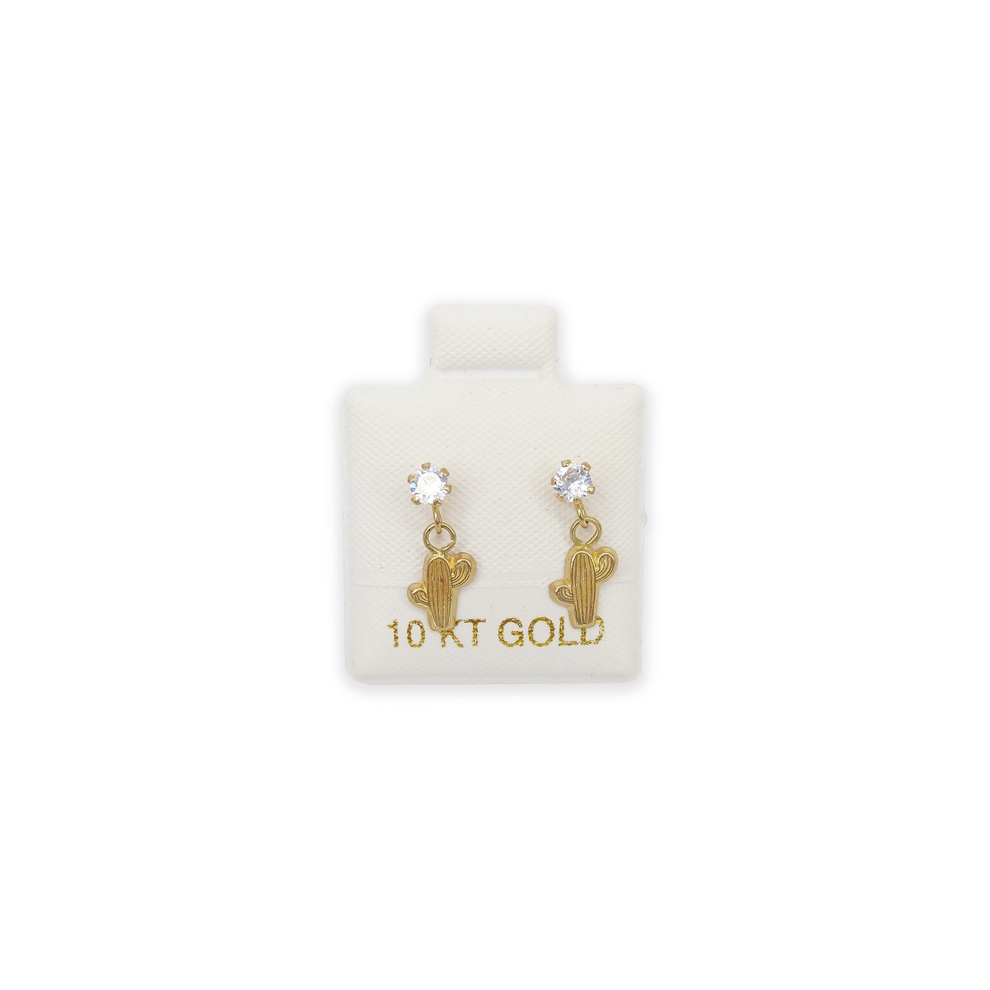 Aretes Cactus colgante en oro de 10 quilates