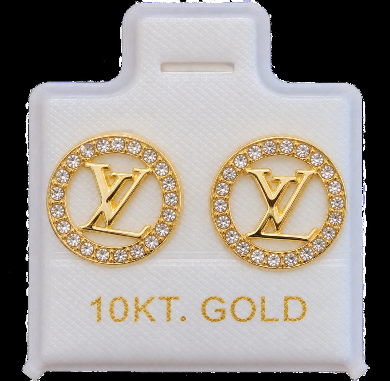 Aretes Louis Vuitton circulo zirconia en oro de 10 quilates