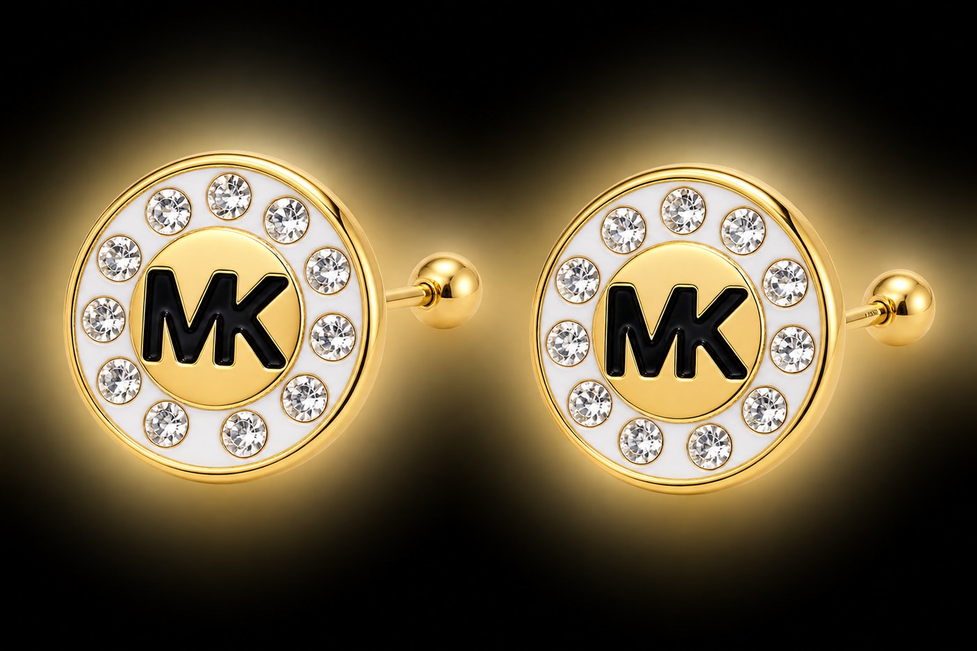 Aretes Mk zirconia en oro de 10 quilates