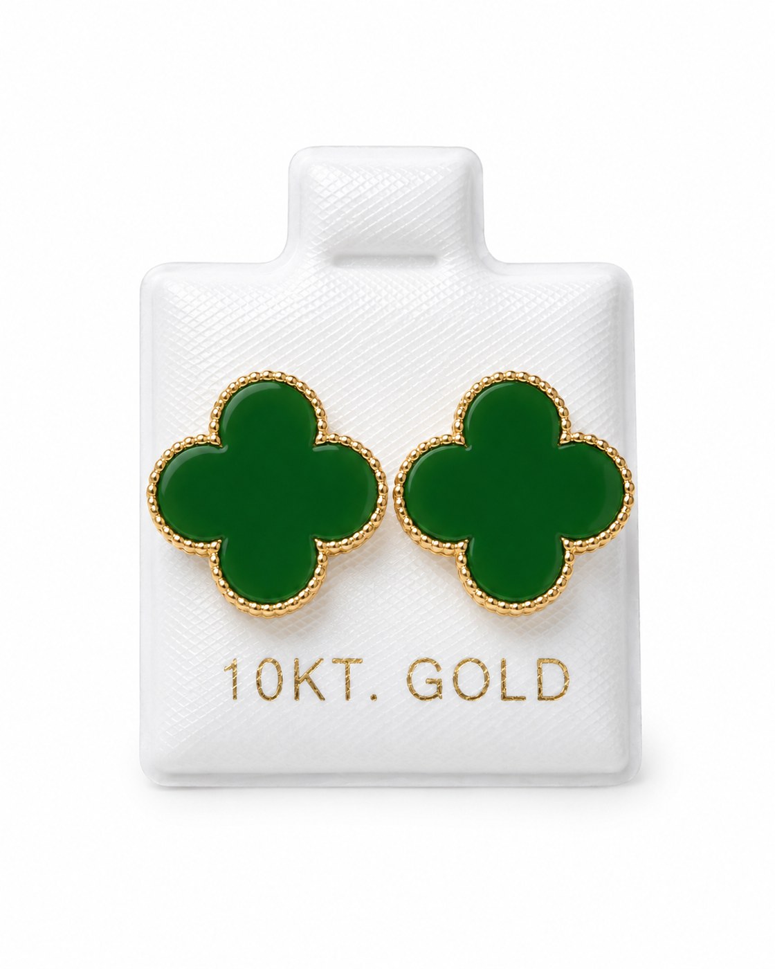 Aretes Van Cleef M (Verde relleno) en oro de 10 quilates