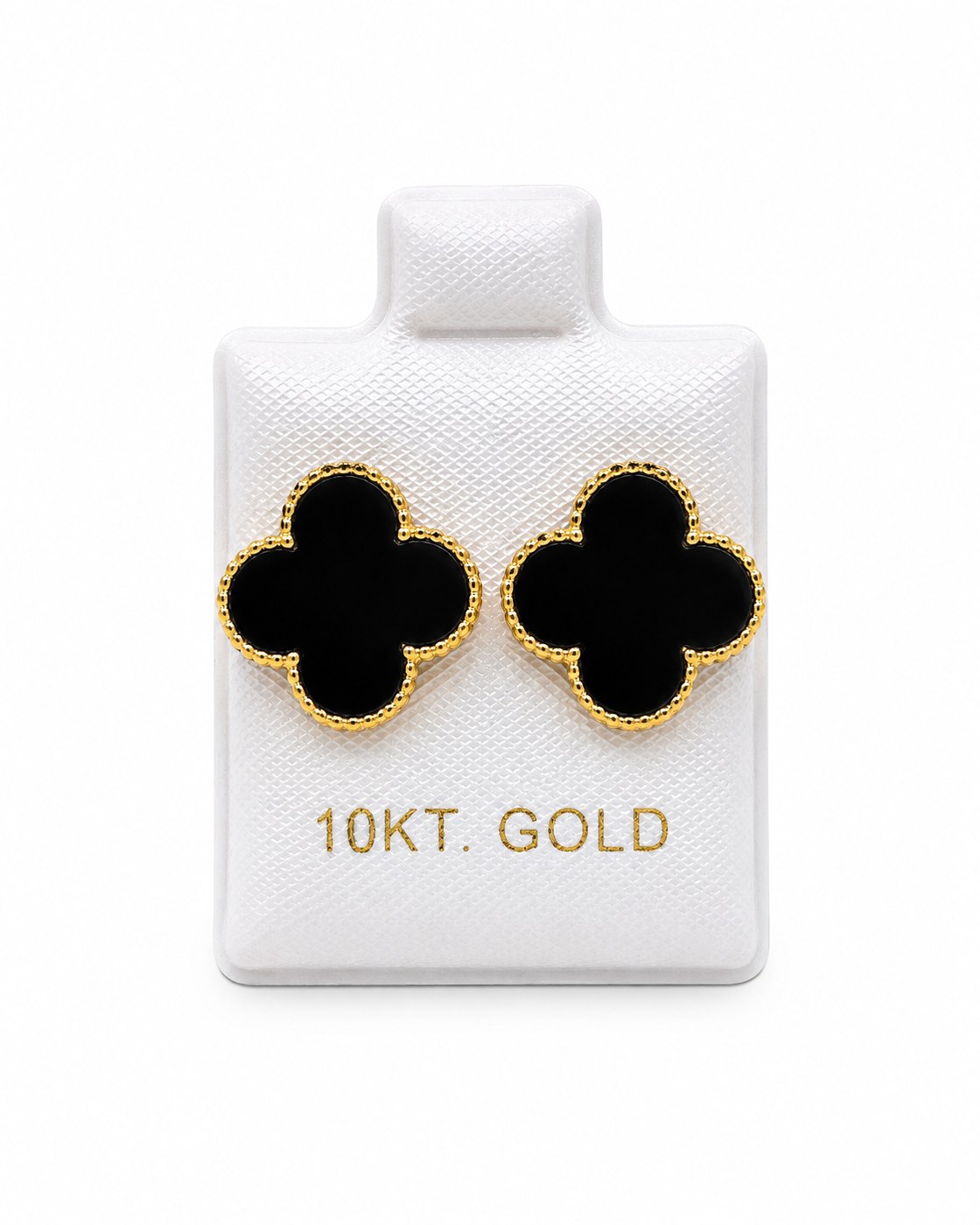Aretes Van Cleef M (Negro relleno) en oro de 10 quilates
