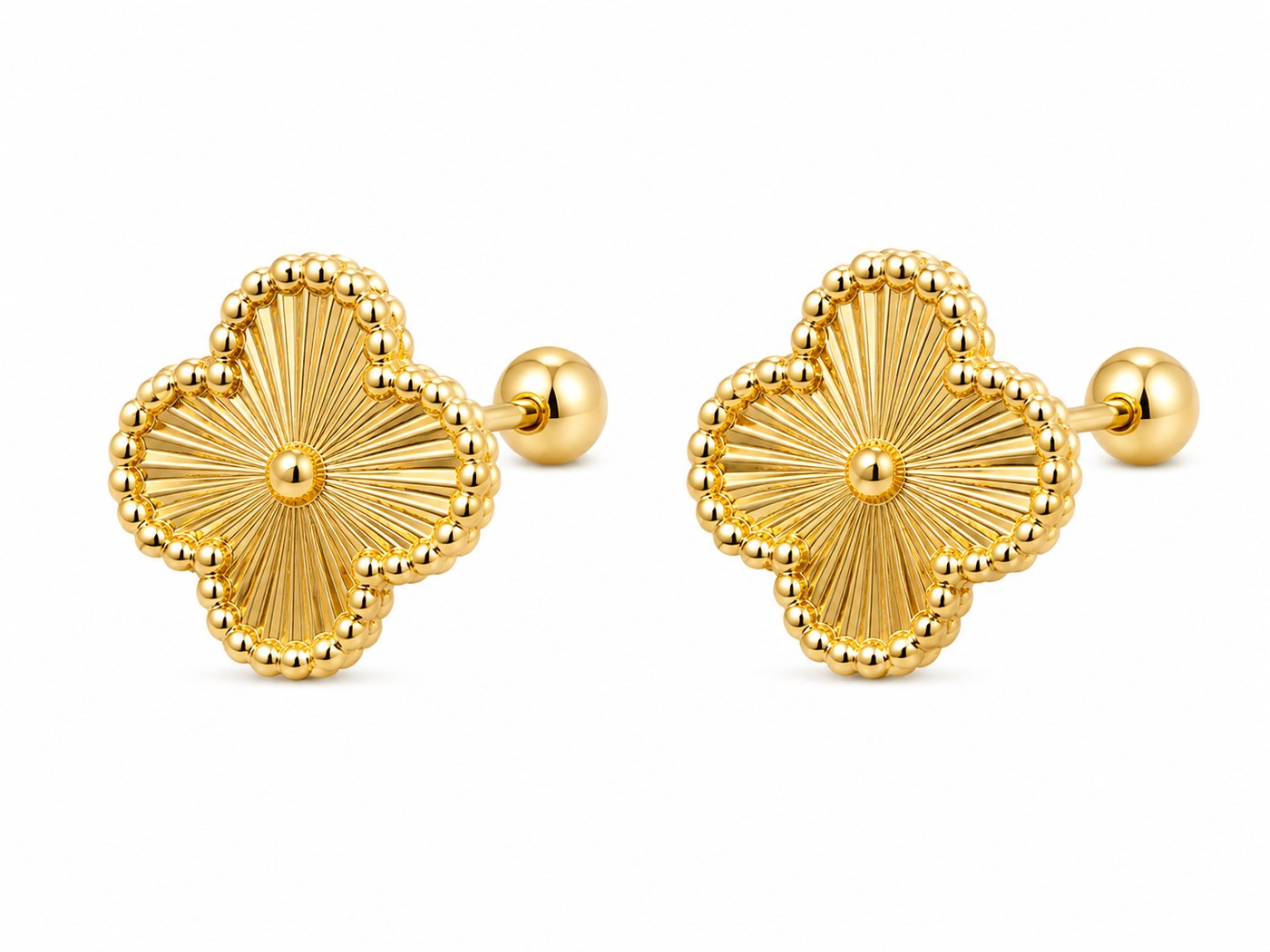 Aretes Van Cleef M (Dorado bisel) en oro de 10 quilates
