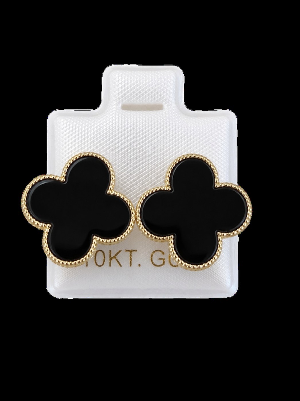 Aretes Van Cleef G (Negro relleno) en oro de 10 quilates