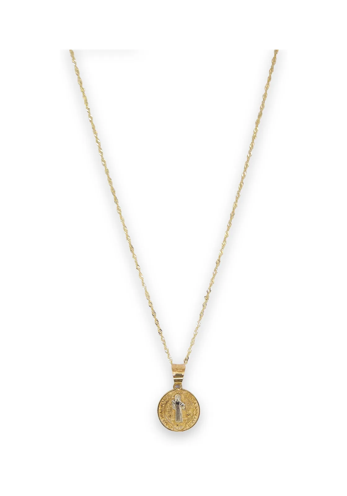 Collar medalla de San Benito en oro 10K, Omorfia