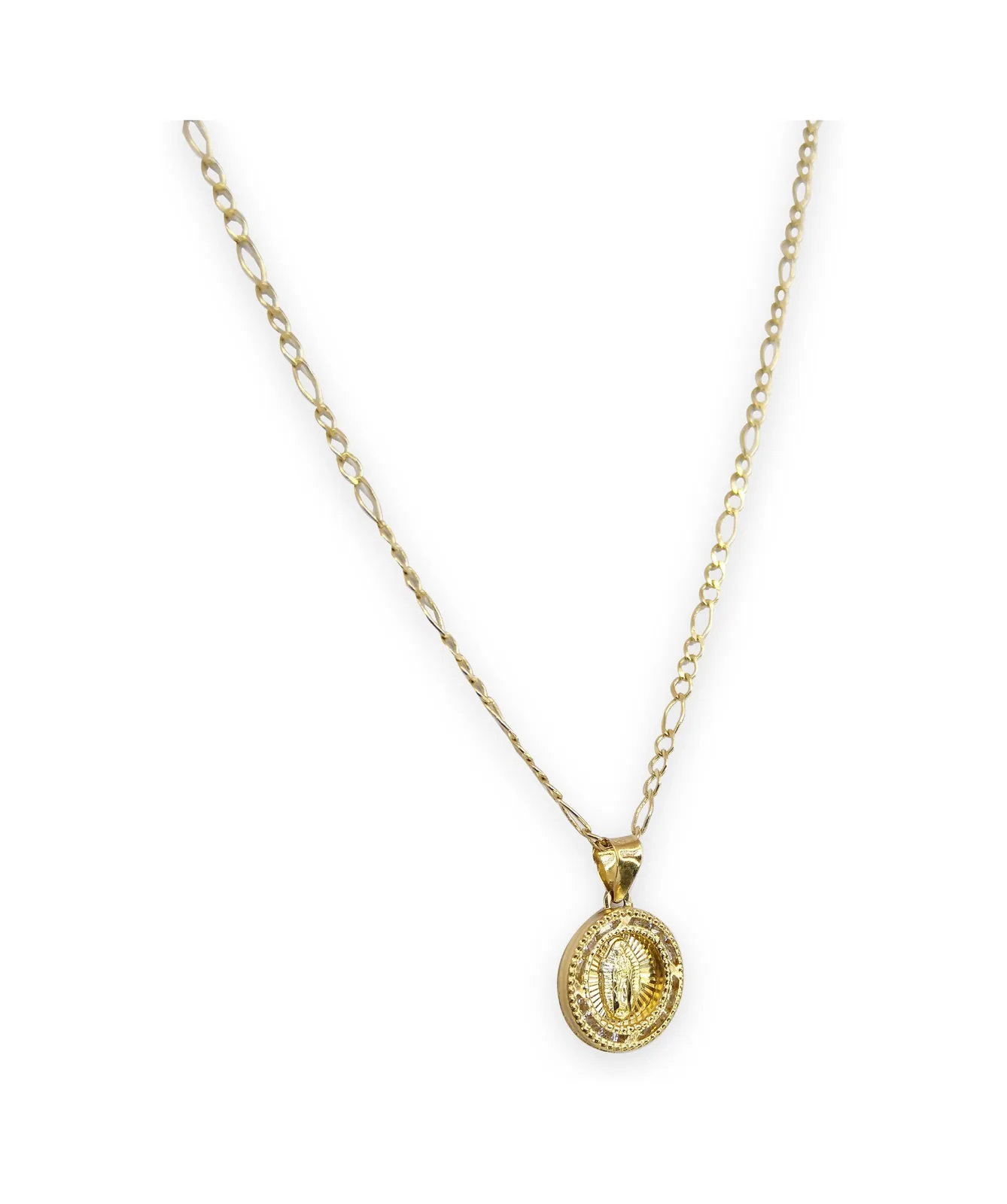 Collar Virgen de Guadalupe redonda en oro 10K, Omorfia