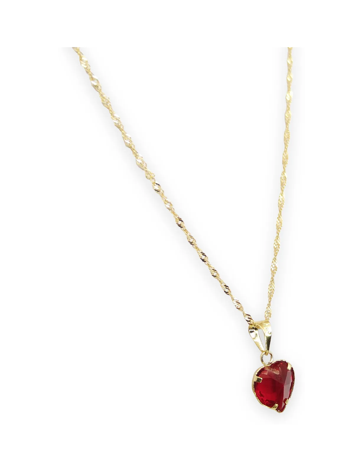 Collar corazón rojo en oro 10K, Omorfia