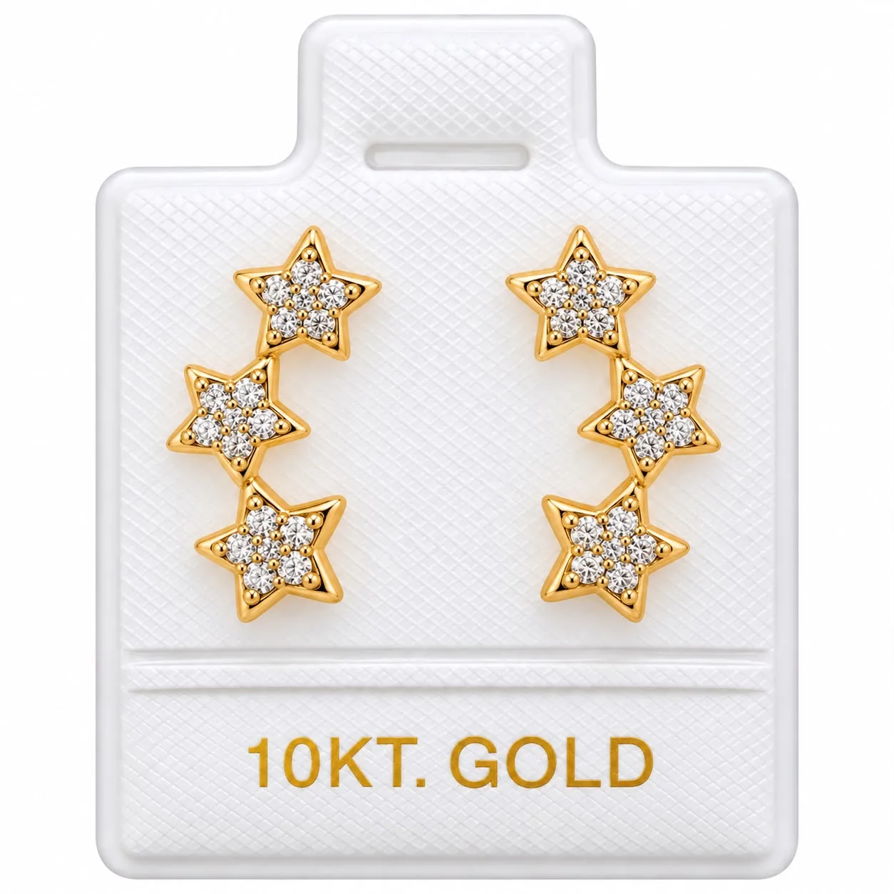 Estrella Triple Zirconia con sello de 10K, Omorfia