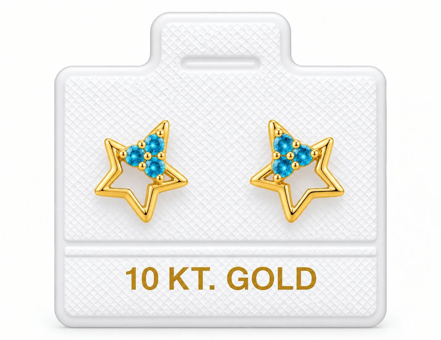 Estrella Zirconia Turquesa M con sello de 10K, Omorfia