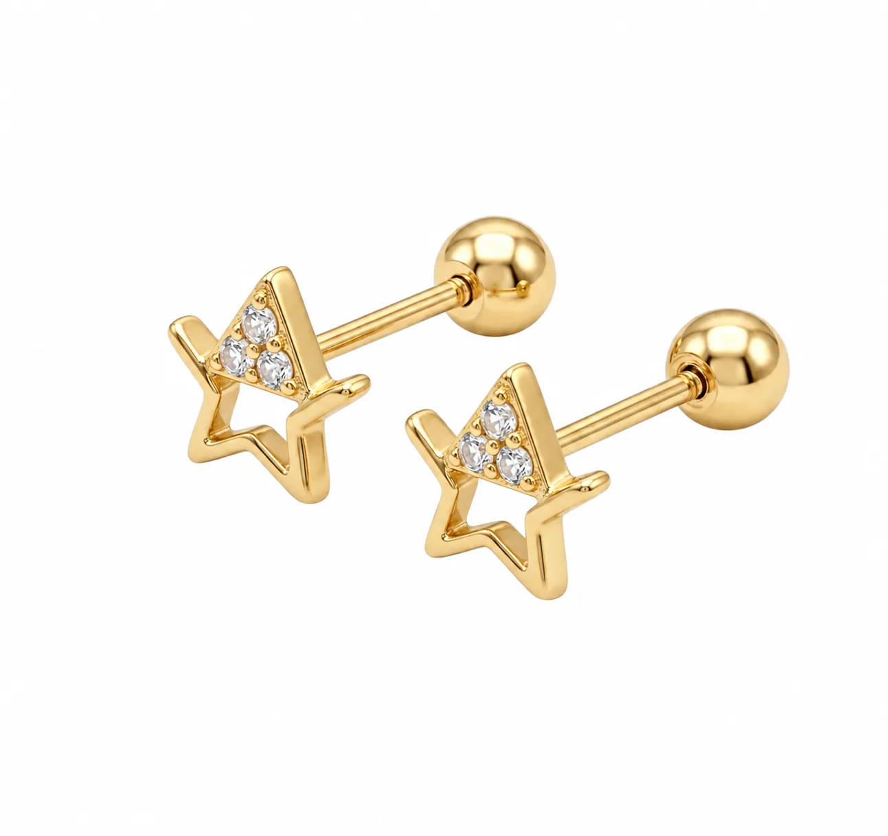 Estrella Zirconia Blanca M en oro 10K, Omorfia