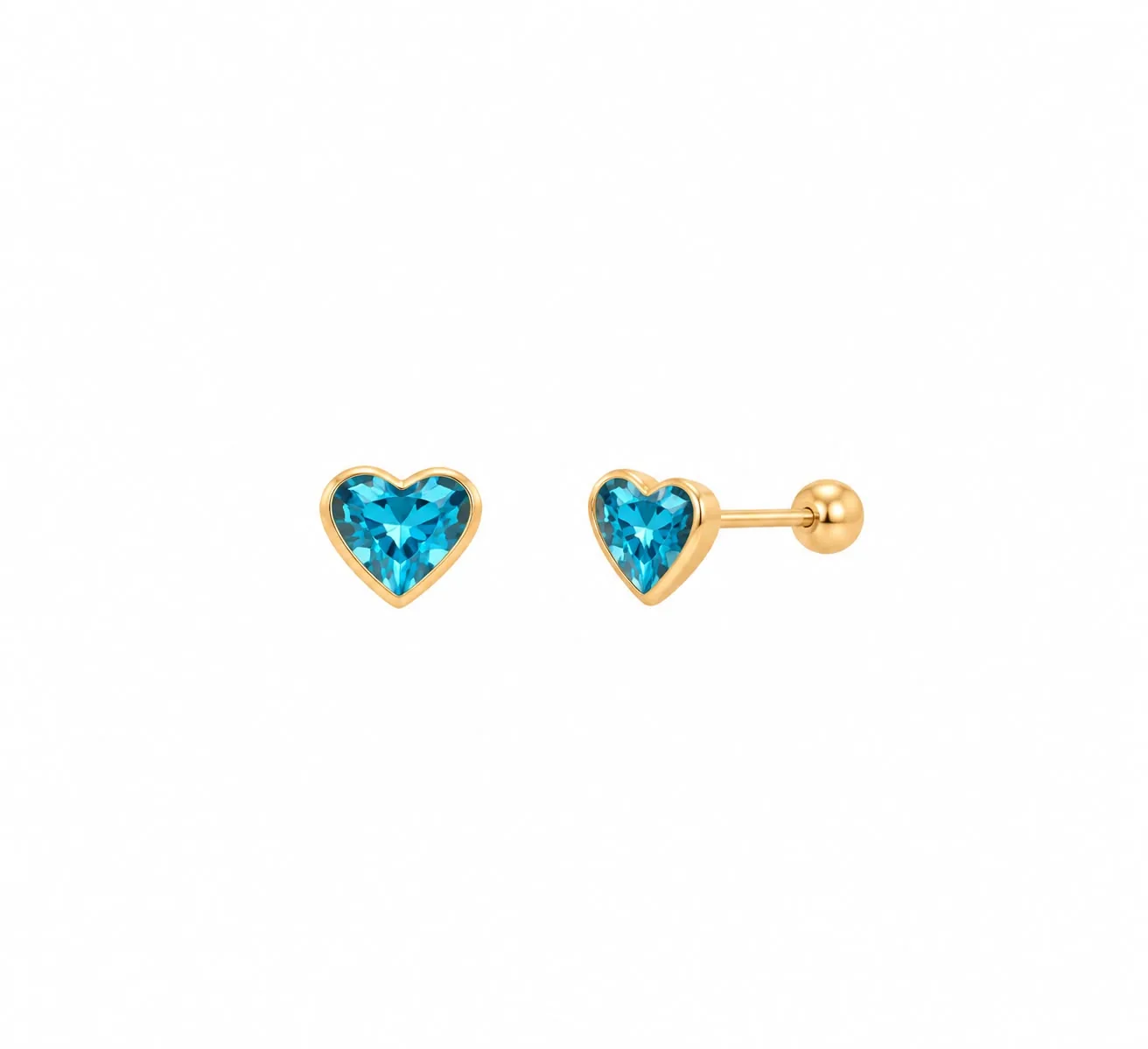 Corazón zirconia blue #3 en oro 10K, Omorfia