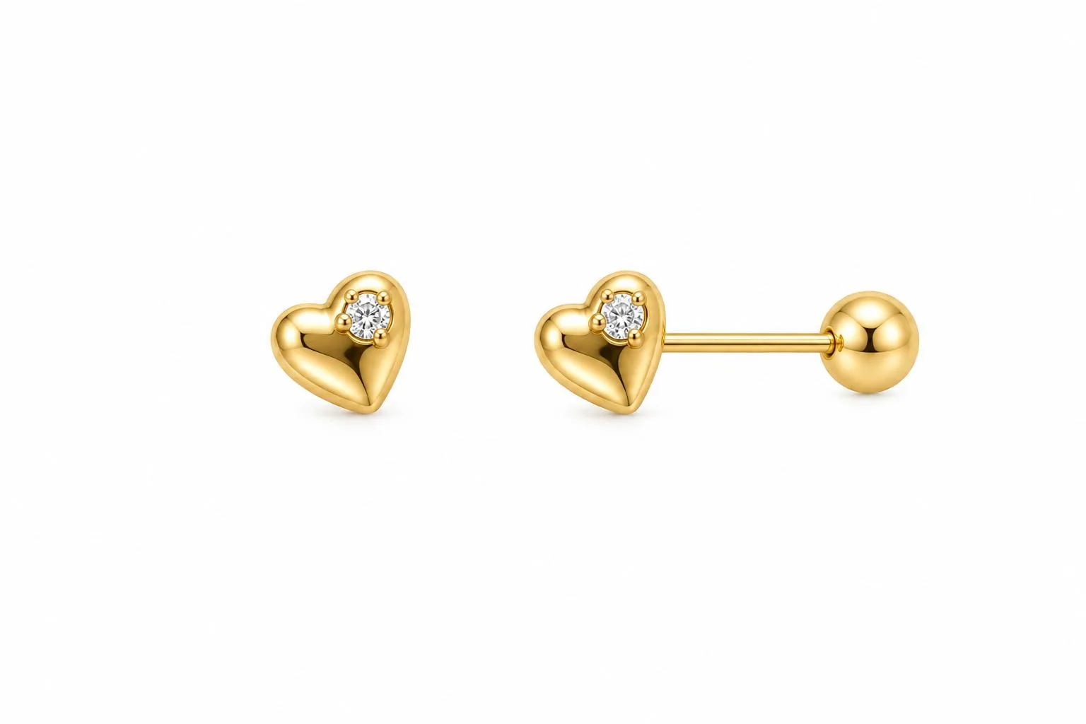 Corazón mini relleno punto zirconia en oro 10K, Omorfia