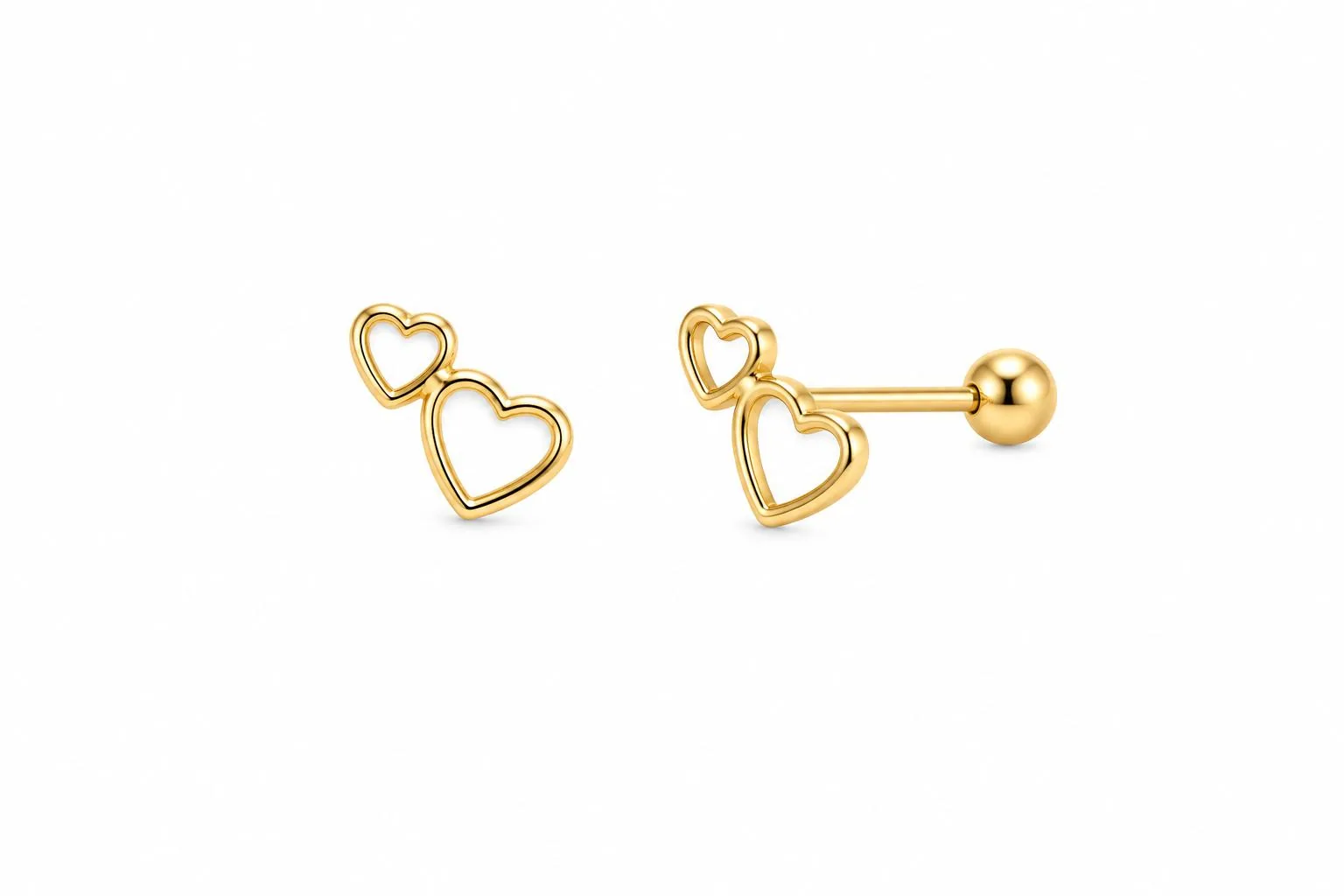 Corazón doble silueta en oro 10K, Omorfia