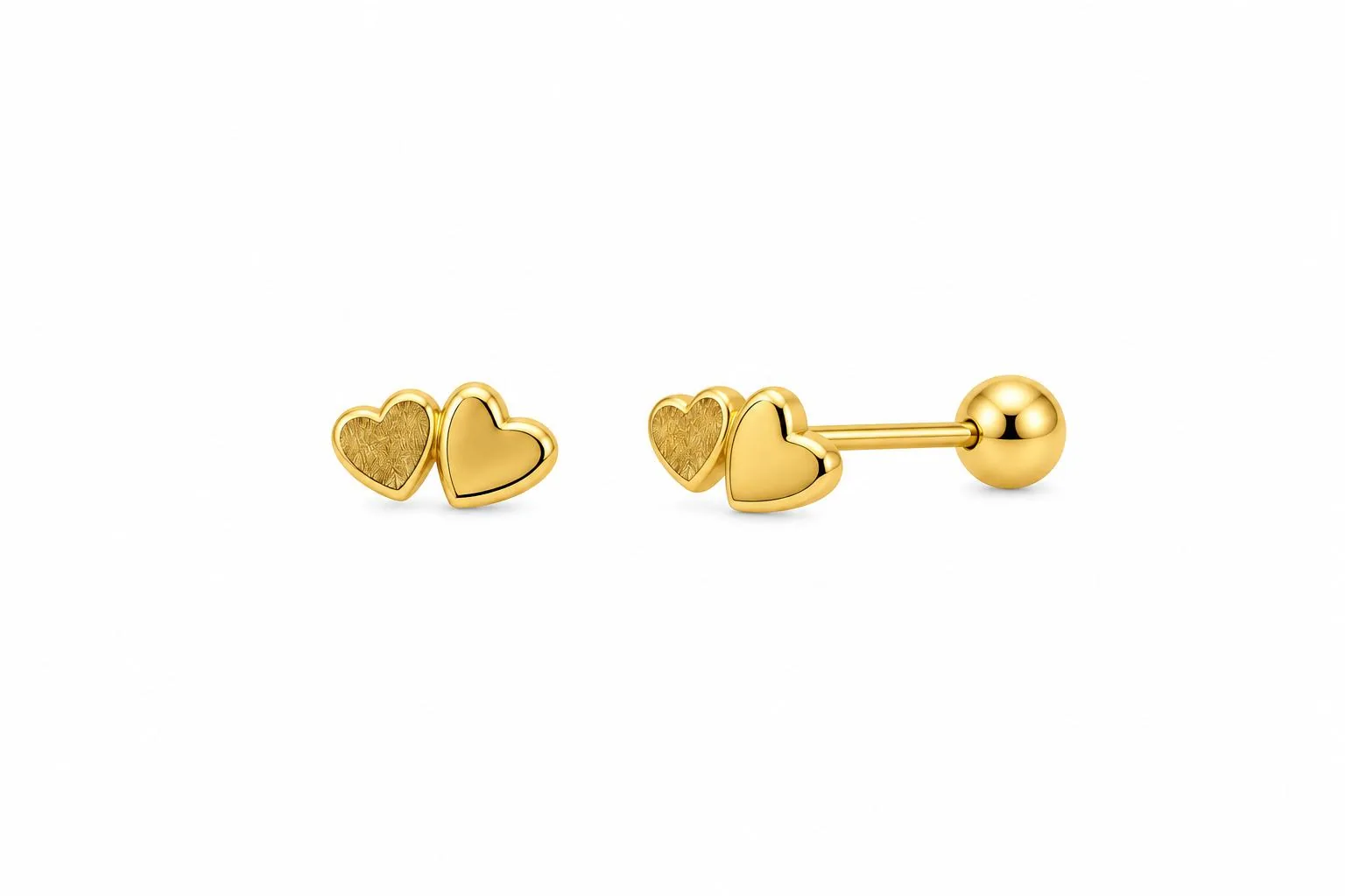 Corazón doble relleno en oro 10K, Omorfia