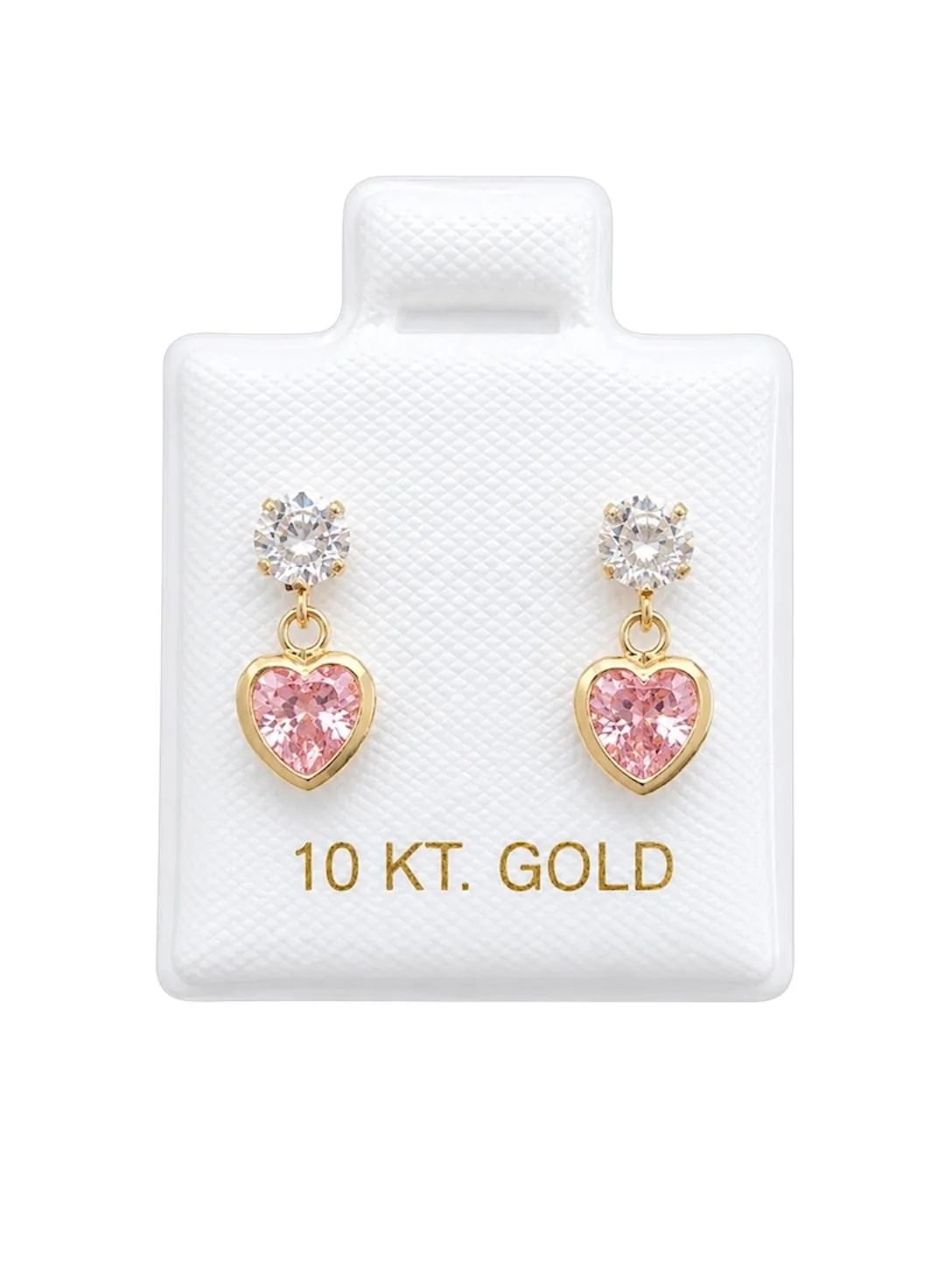 Corazón colgante c/ zirconia rosa con sello de 10K, Omorfia