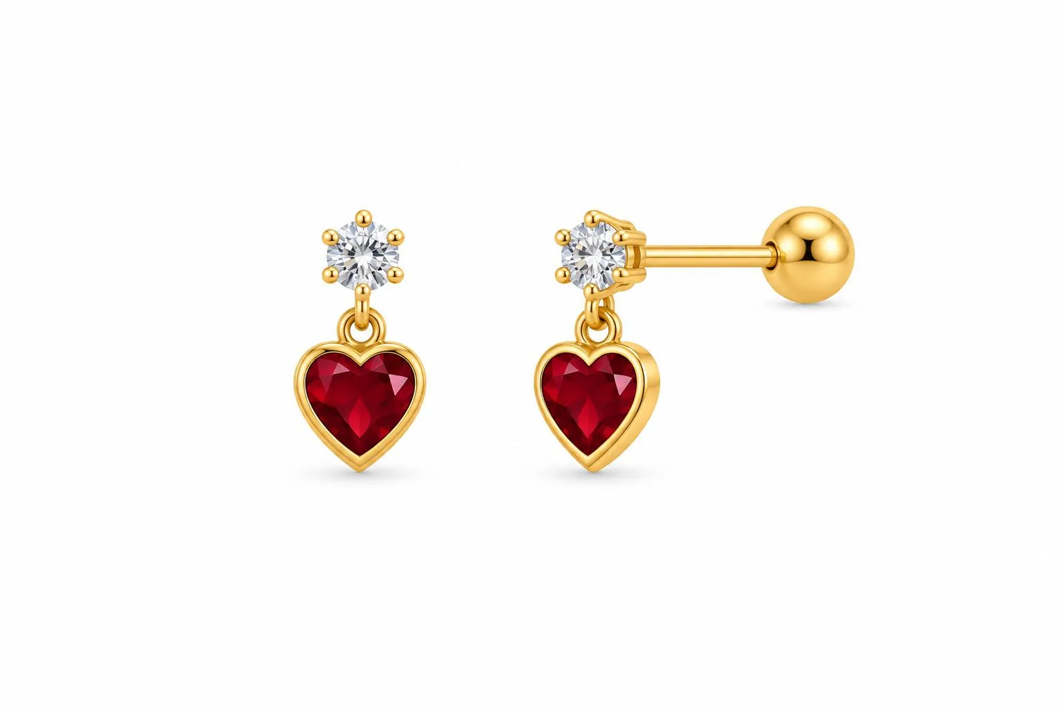 Corazón colgante c/ zirconia rojo en oro 10K, Omorfia