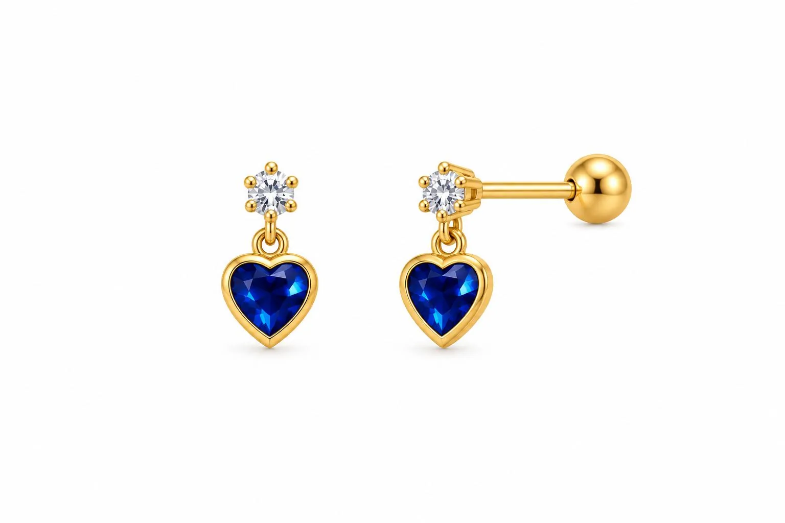 Corazón colgante c/ zirconia azul en oro 10K, Omorfia
