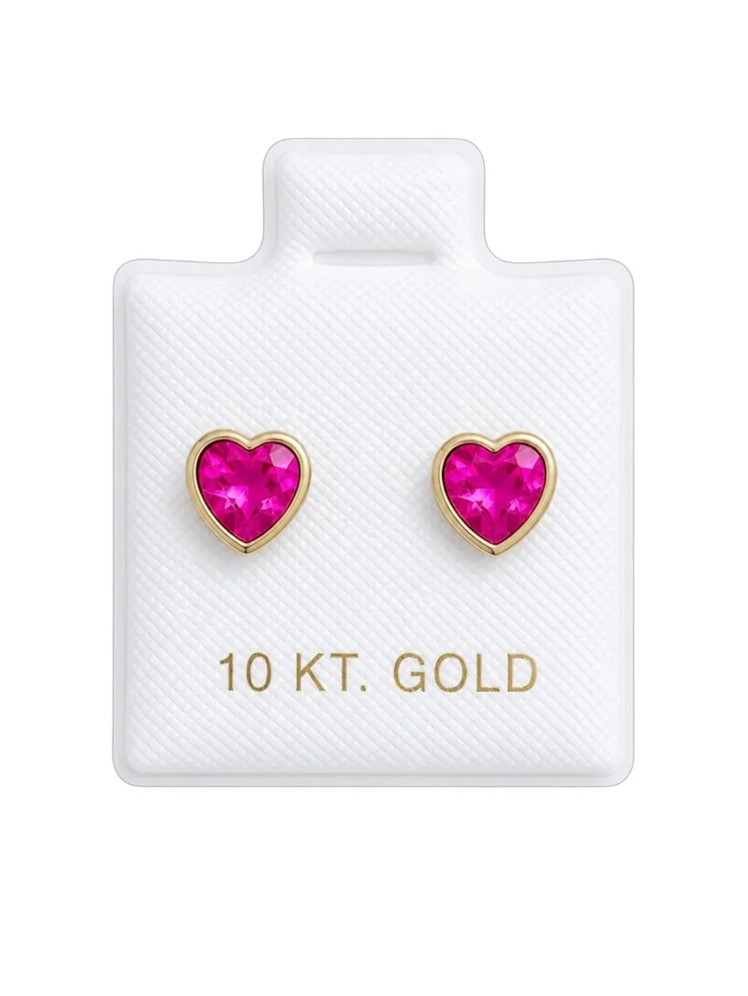 Corazón c/ zirconia #5 fiusha con sello de 10K, Omorfia