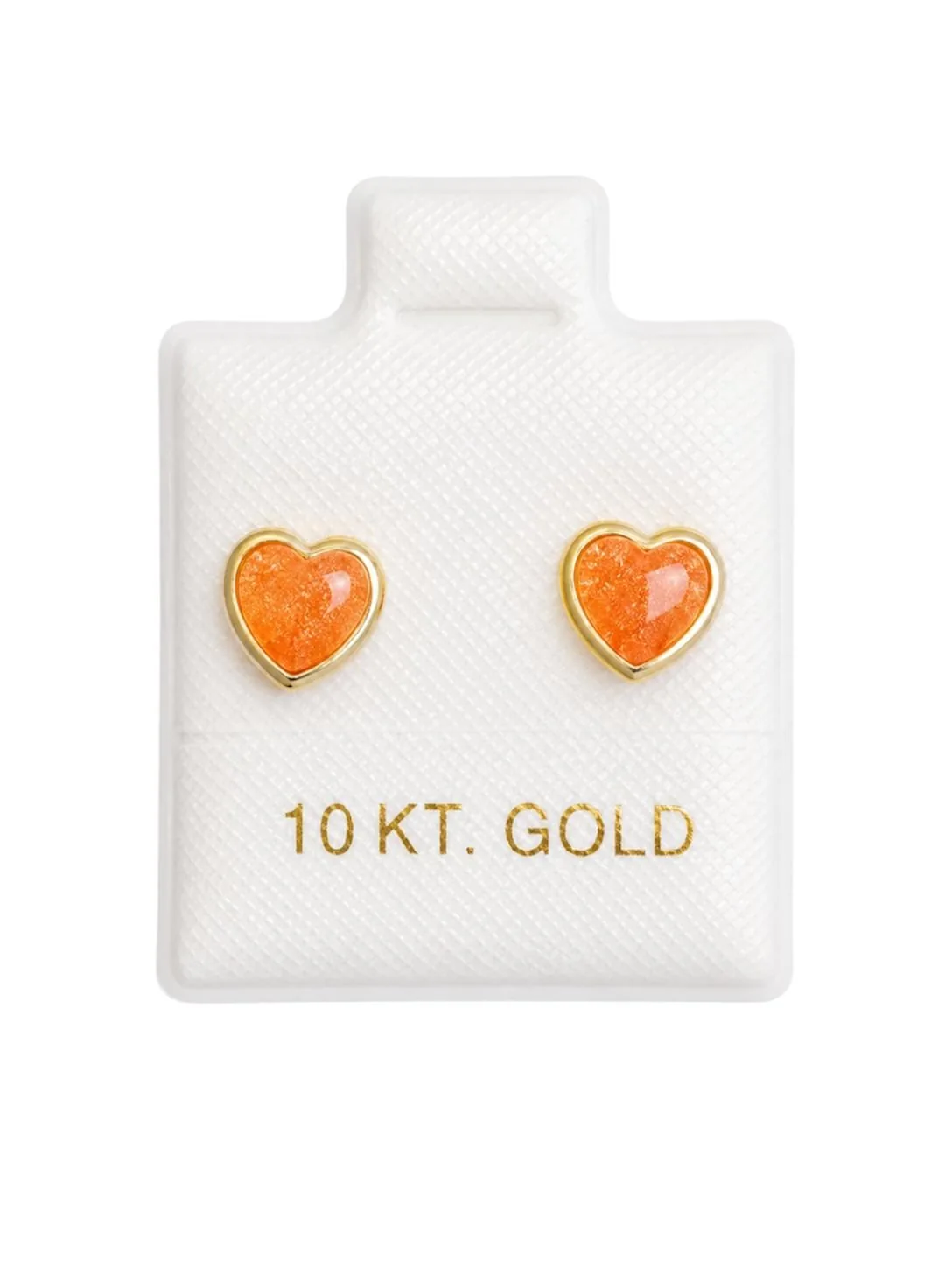 Corazón c/ zirconia #5 naranja con sello de 10K, Omorfia