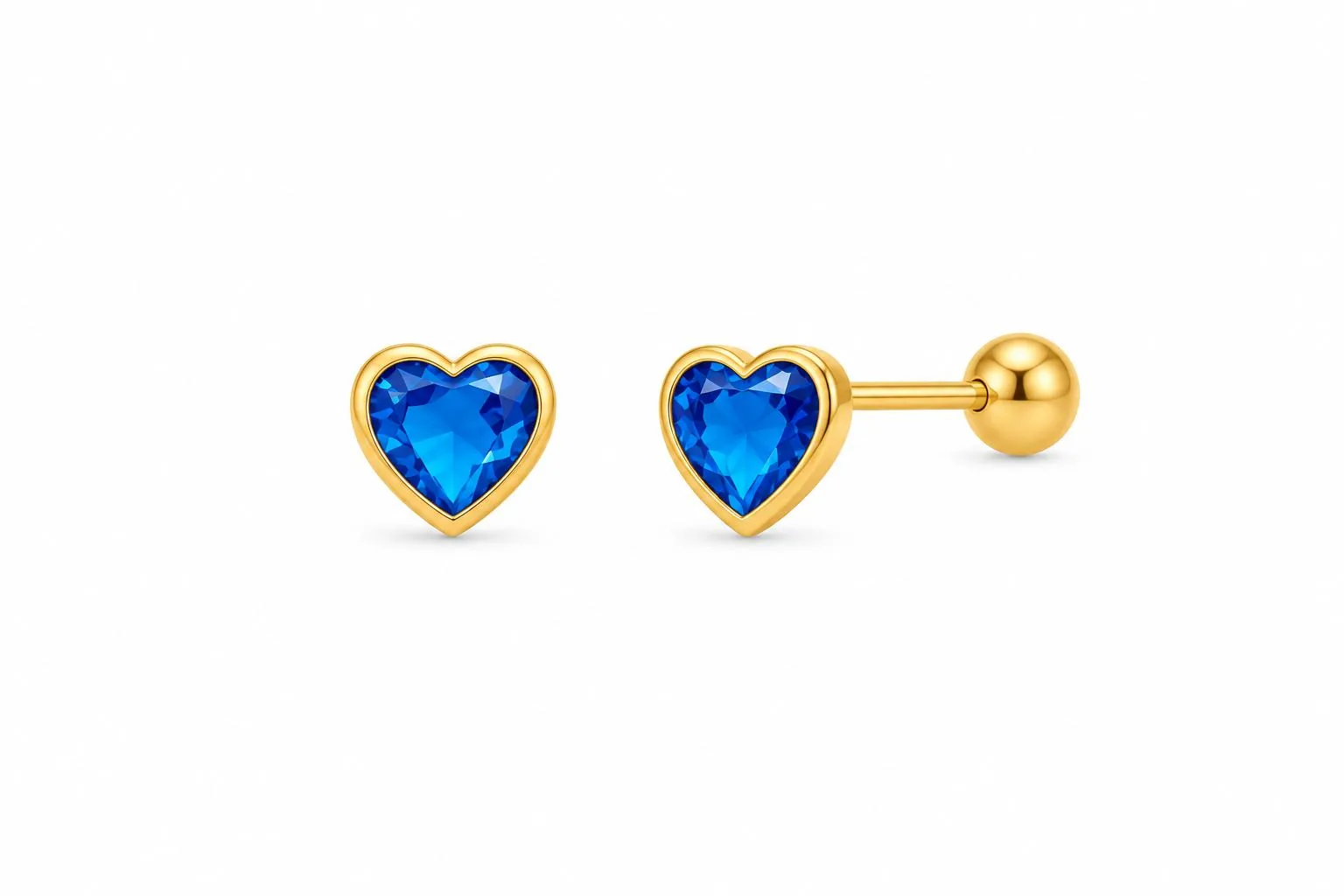 Corazón c/ zirconia #5 azul en oro 10K, Omorfia