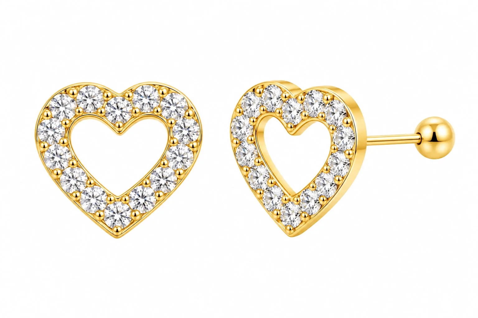 Corazón plano borde zicronia blanco en oro 10K, Omorfia